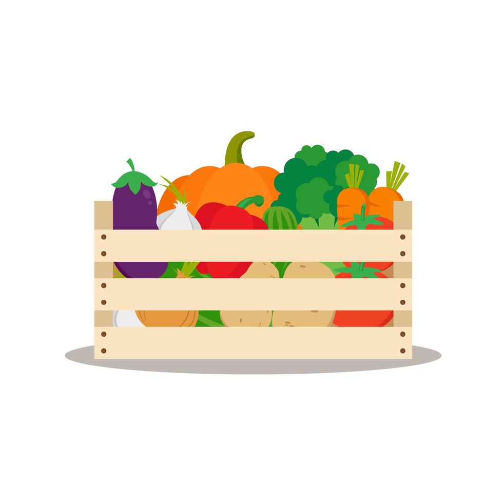 verduras en caja vector