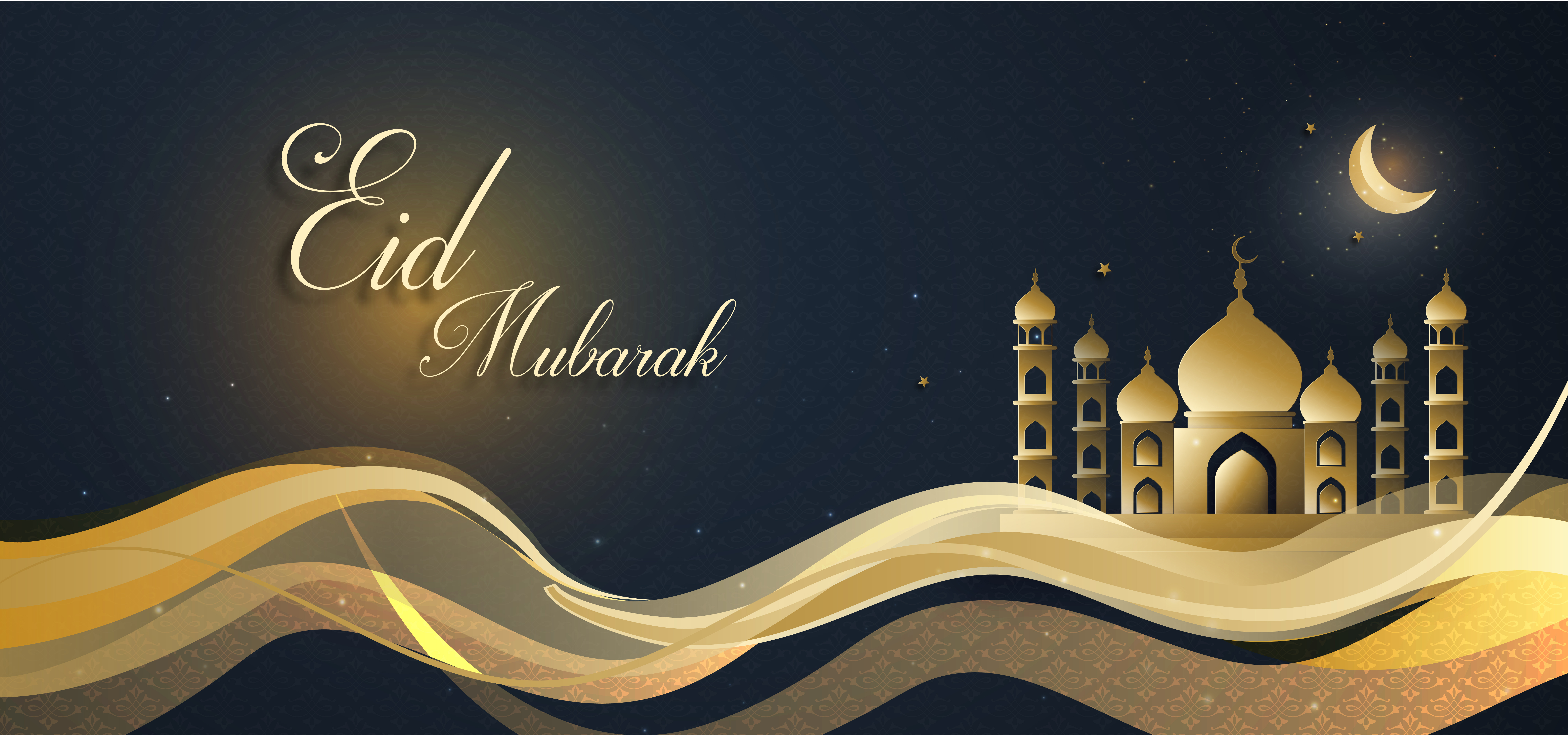 Eid Mubarak Royal Luxury Banner Wave Design Background 1040235 Vector ...