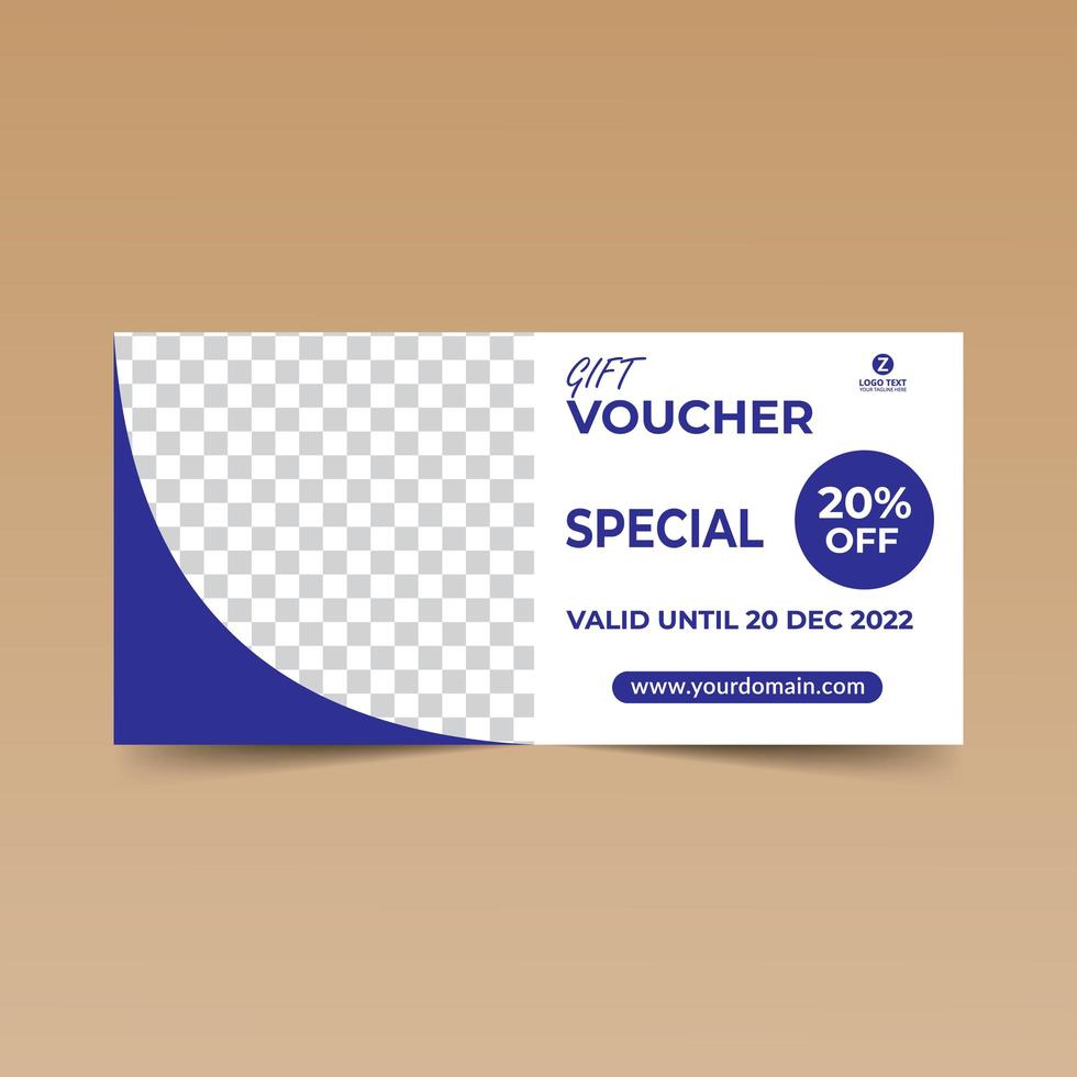 Blue Curve Gift Voucher Design Template vector