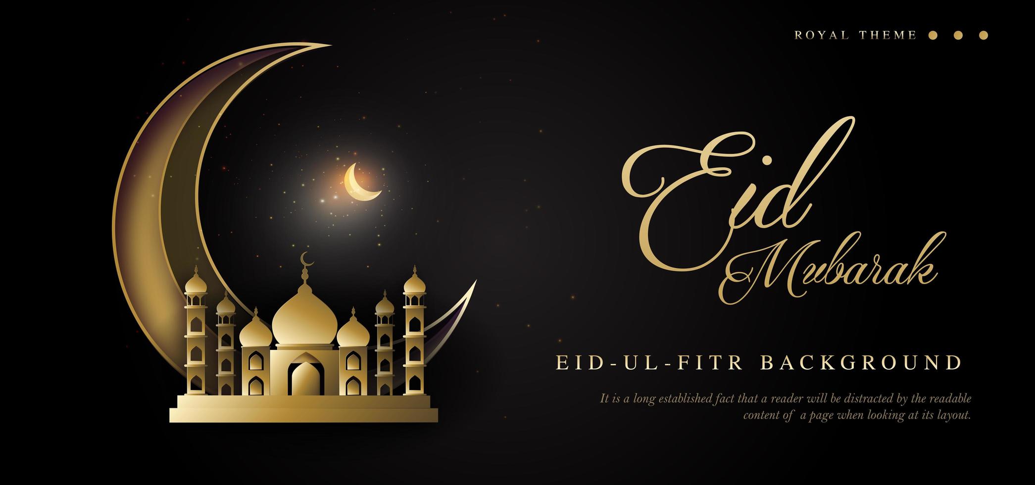 Dark Design Eid Mubarak Royal Luxury Banner Background vector