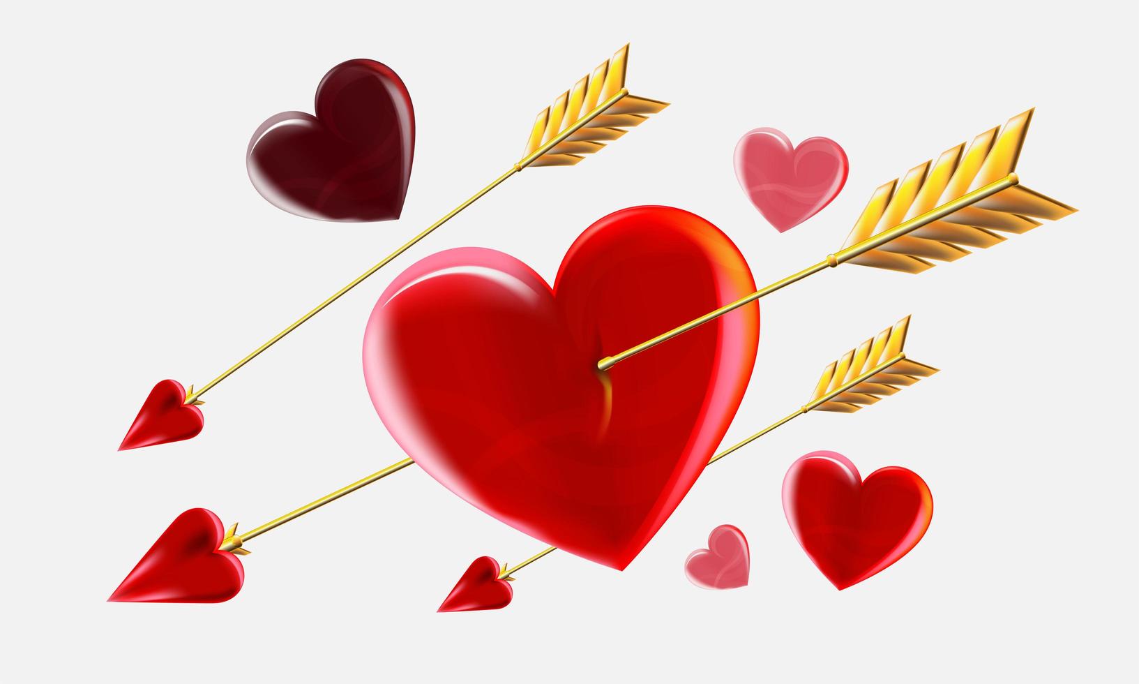Hearts with Cupid's Arrows. vector