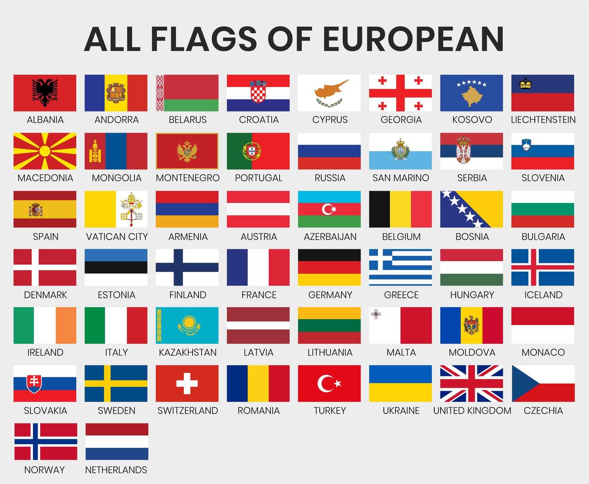banderas de todos los países europeos vector
