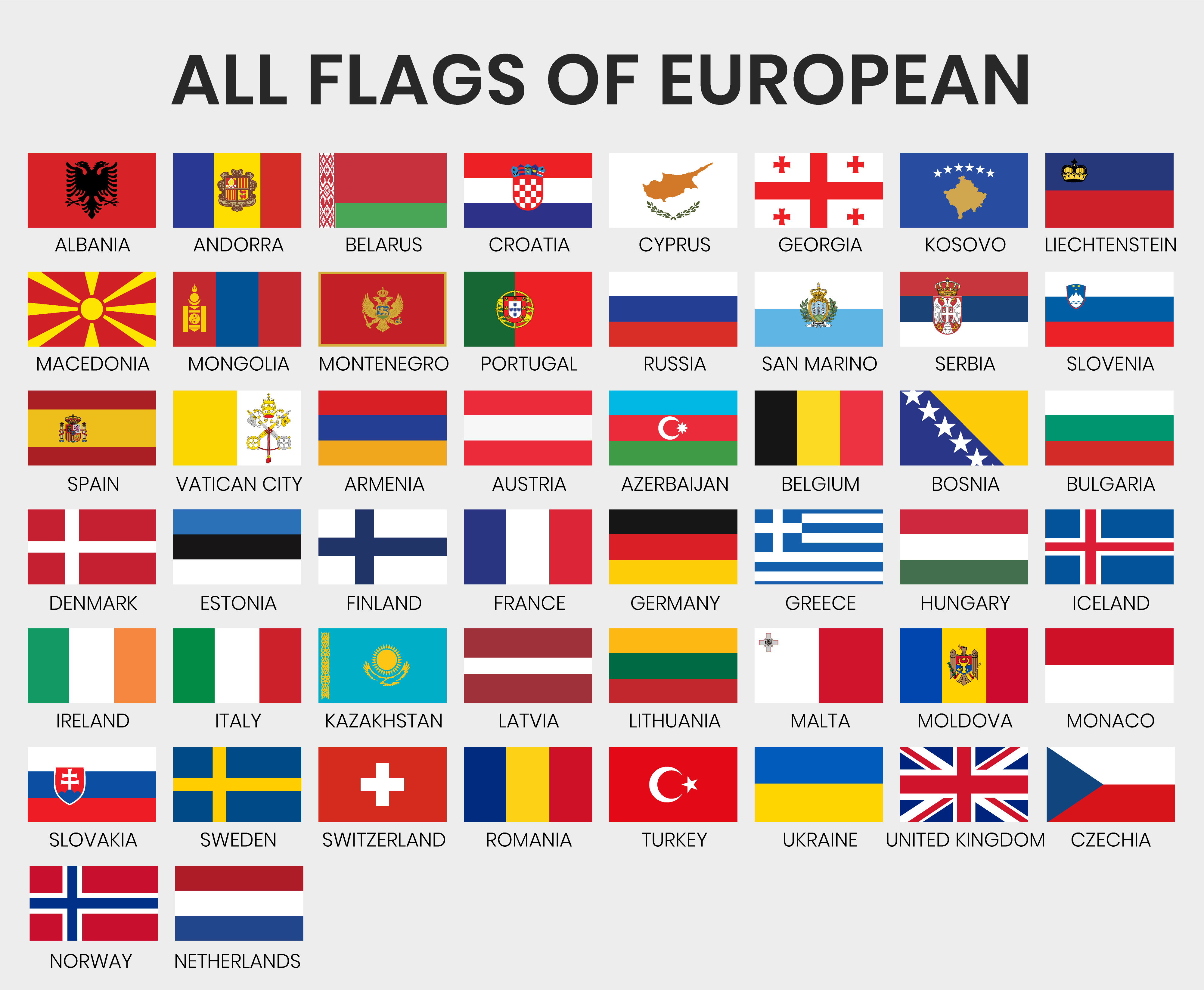 Flags of All European Countries 1040302 Vector Art at Vecteezy