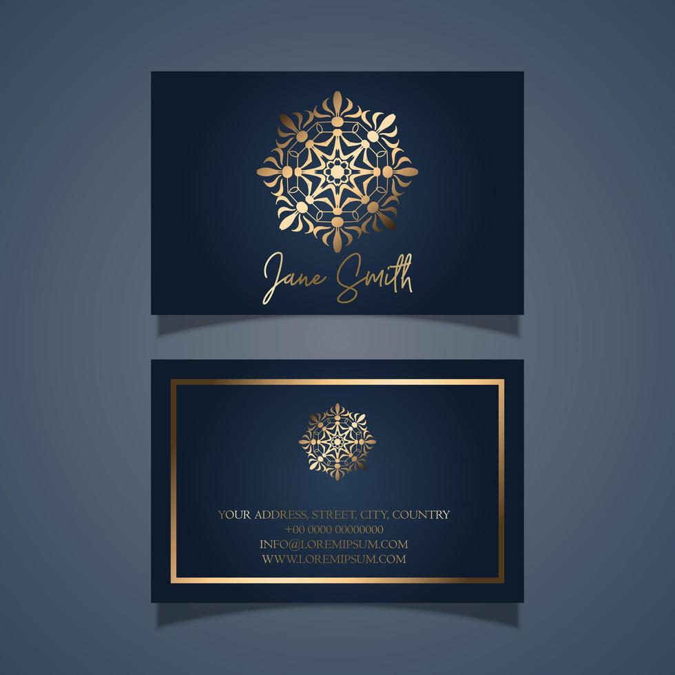 Elegant business card design with gold mandala vector