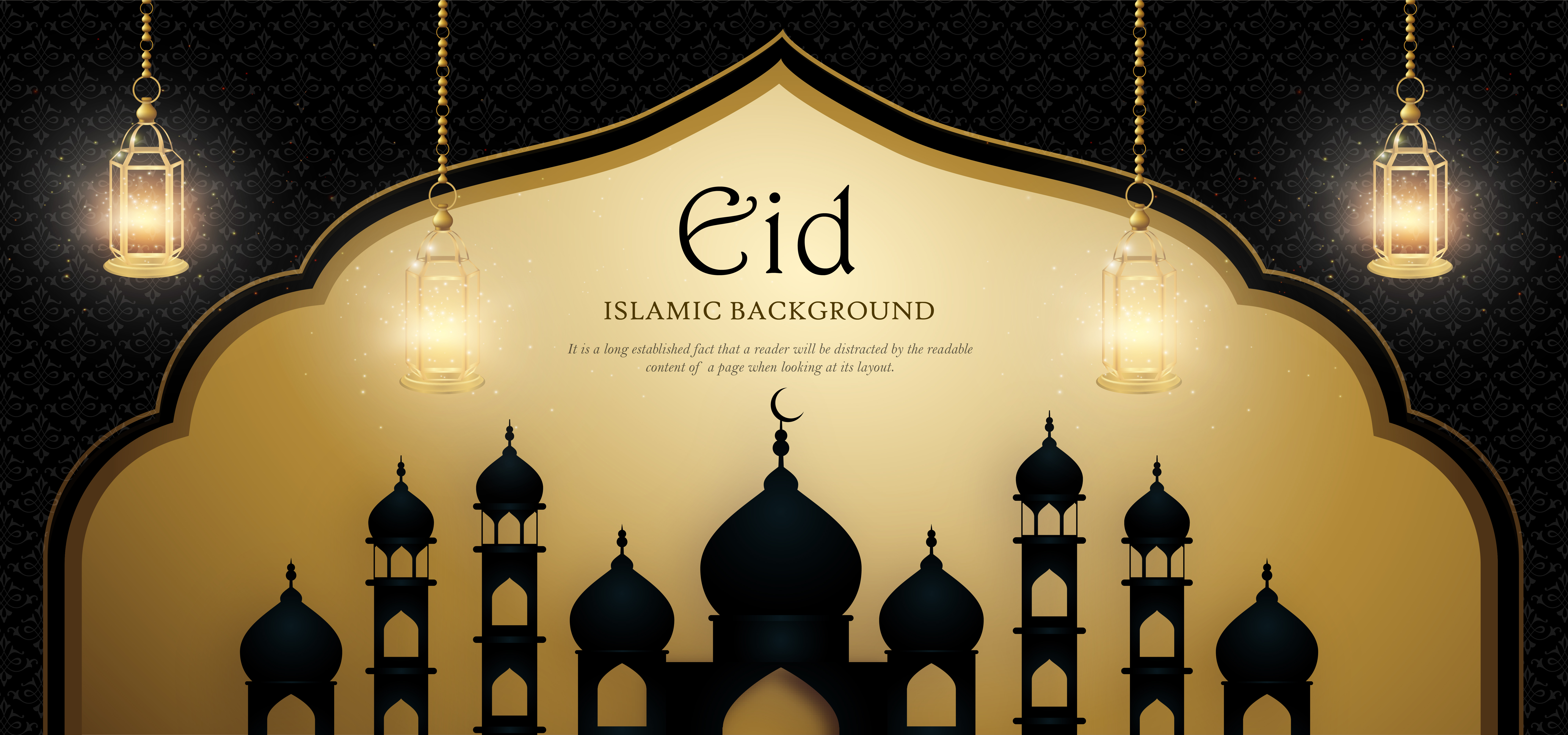 Eid Mubarak Royal Luxury Banner Background in Black and Gold 1040306 Vector  Art at Vecteezy