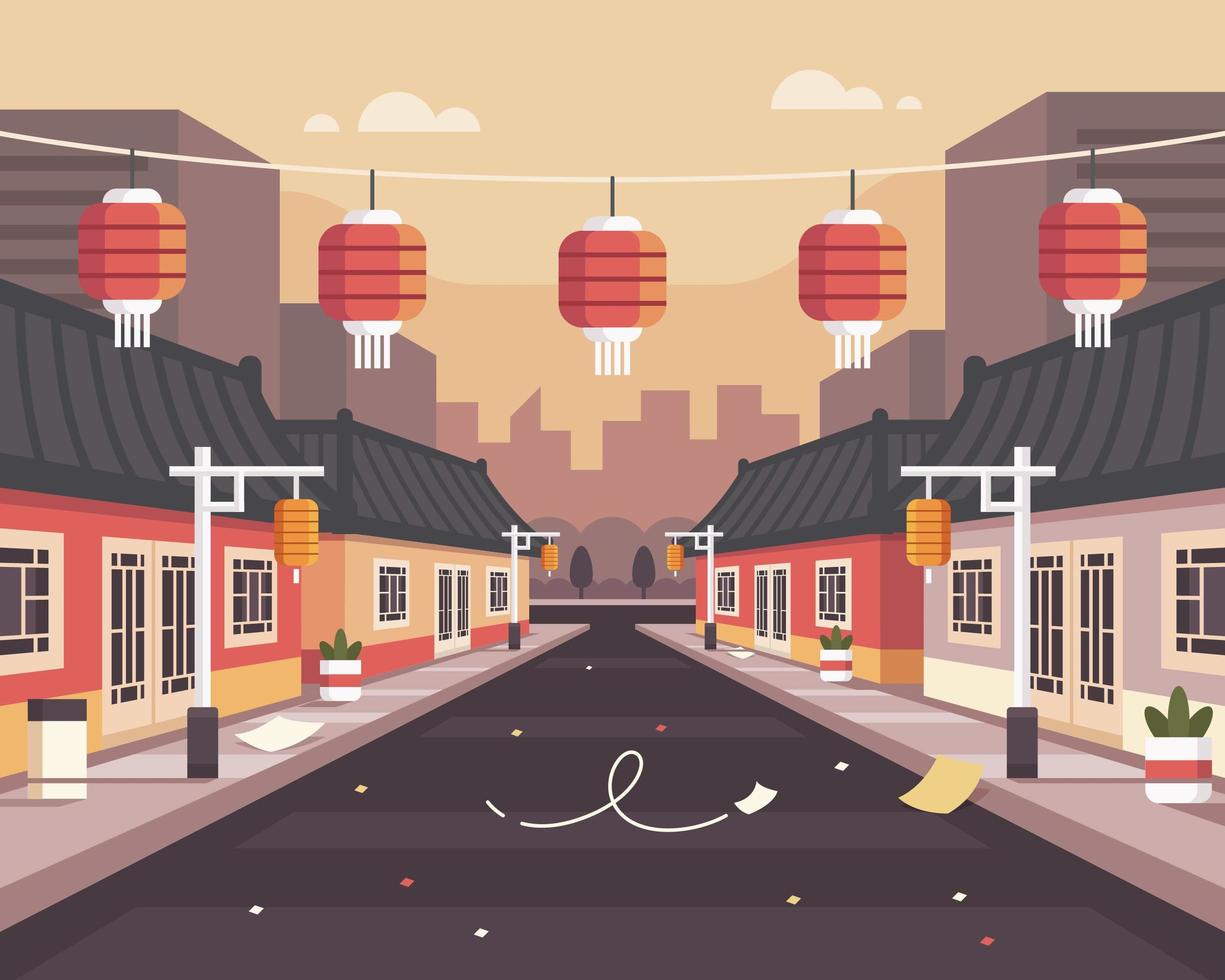 Chinatown Background Illustration After Coronavirus Outbreak vector