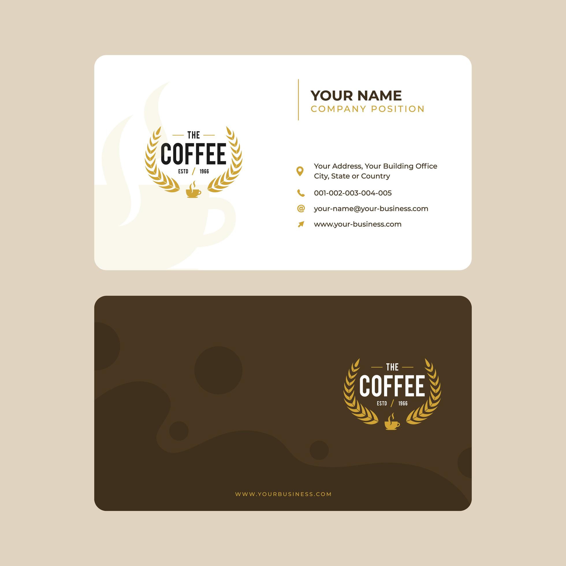 Coffee and Cafe Business Card Template 1040313 Vector Art at Vecteezy