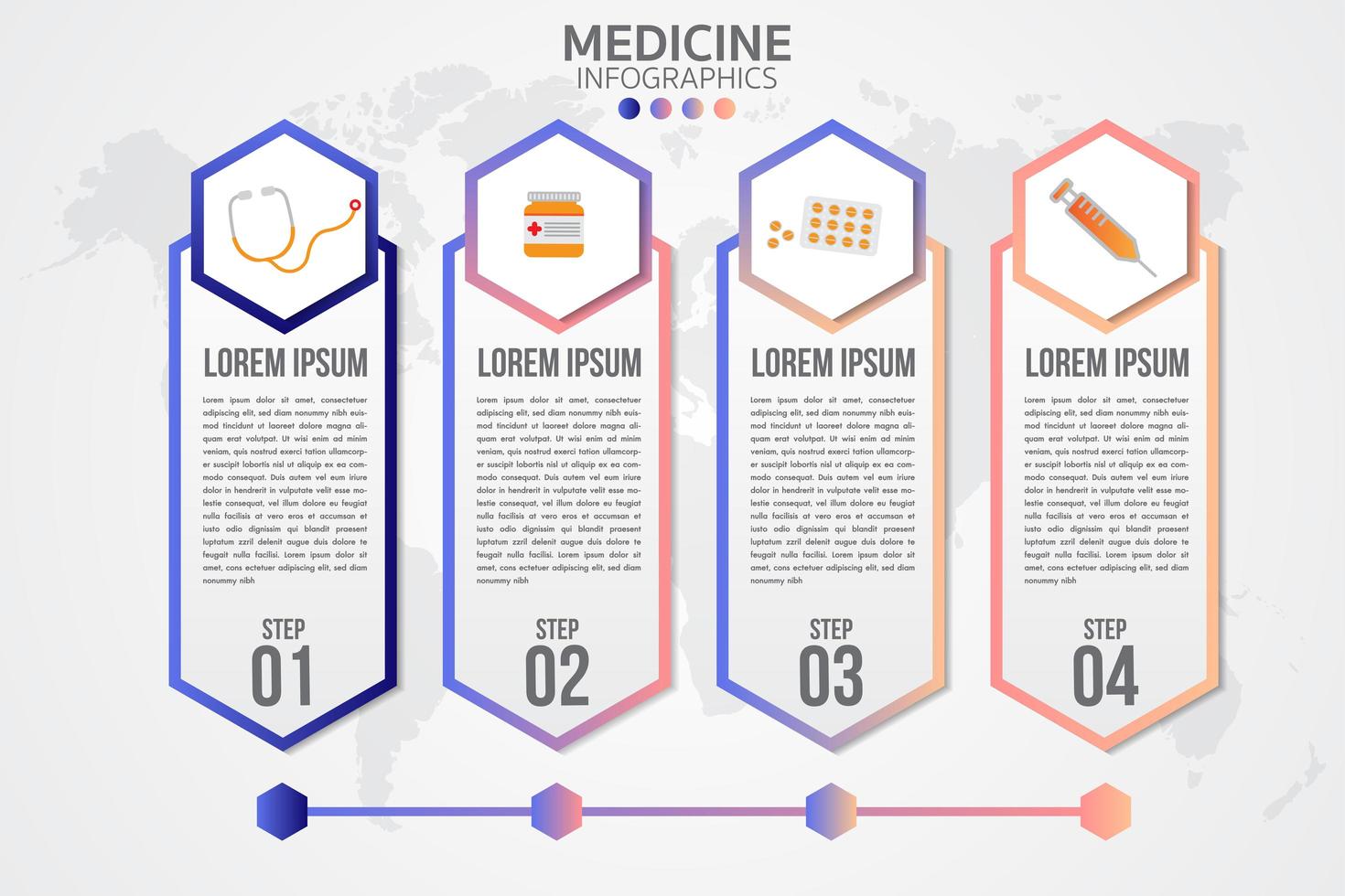 Medicine Four Step Infographic  vector