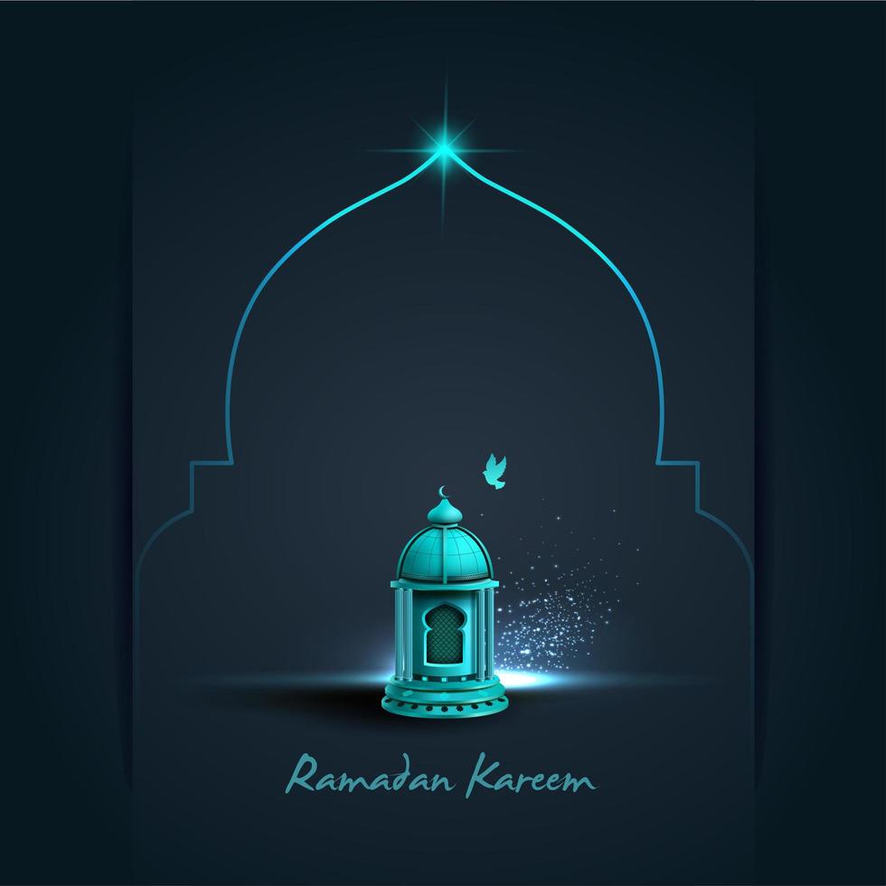 Neop Blue Ramadan Lantern vector