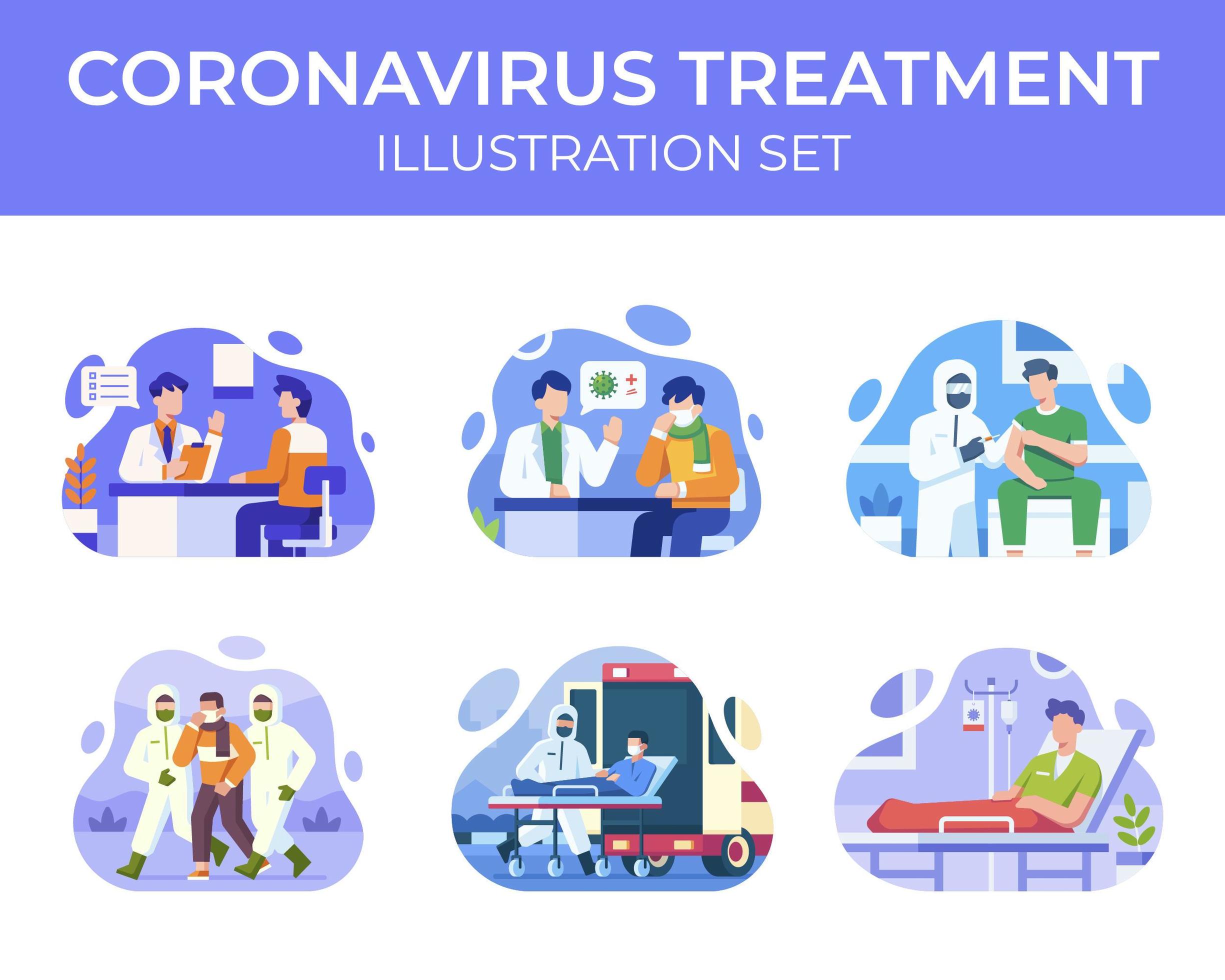 Coronavirus Treatment Scene Set vector
