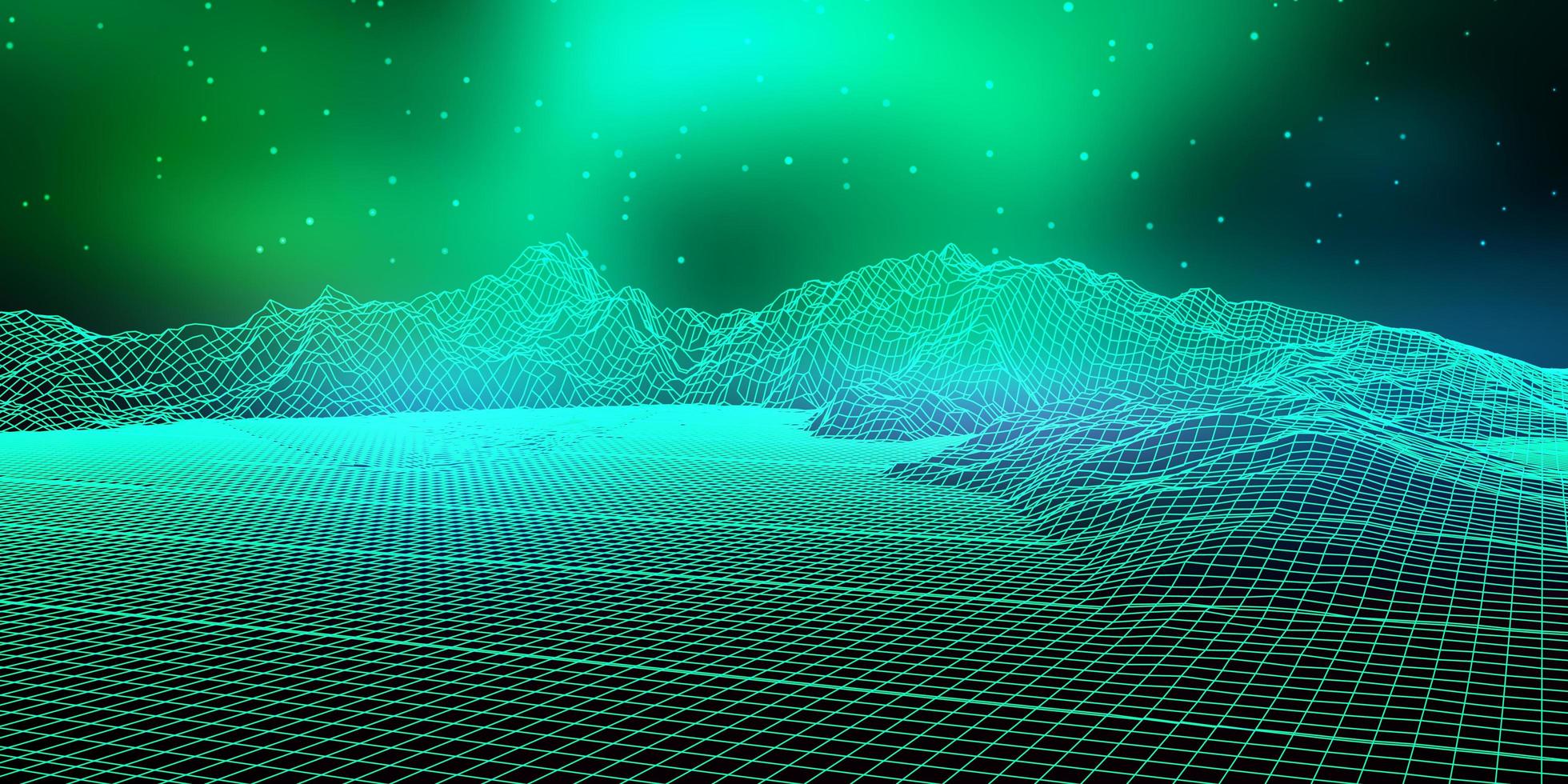 Abstract digital landscape with wireframe vector