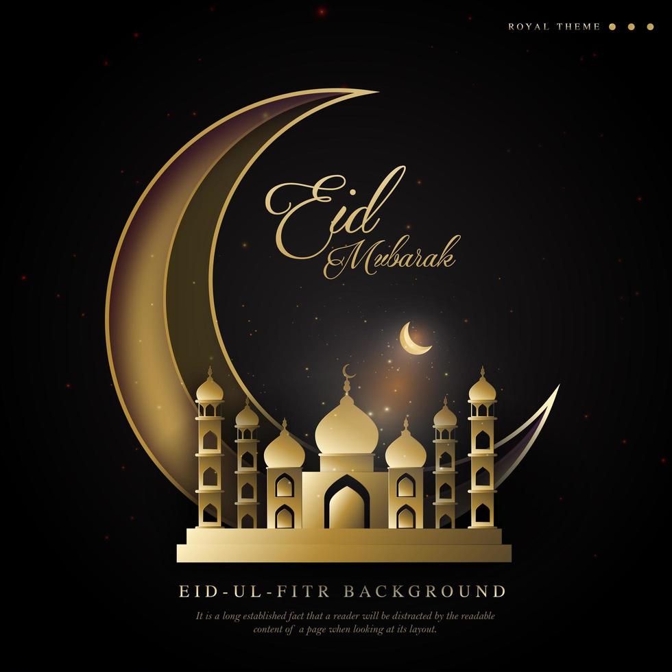 Royal Ramadan Eid ul Fitr Background with crescent moon theme vector