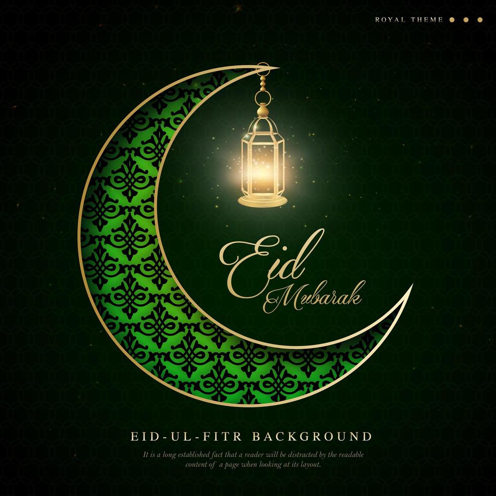 Fondo de ramadán verde creciente eid ul fitr vector