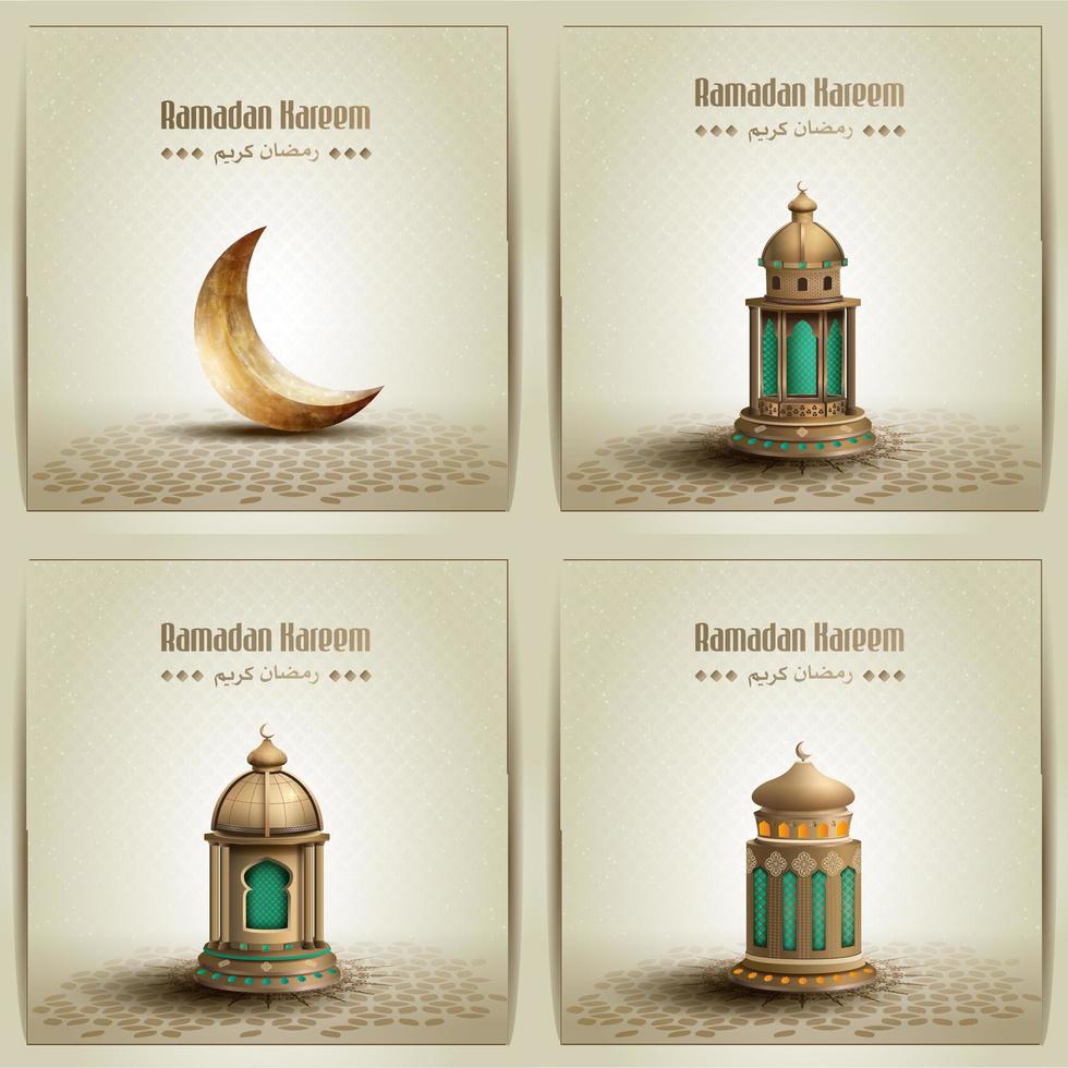 set of islamic greeting cards vector