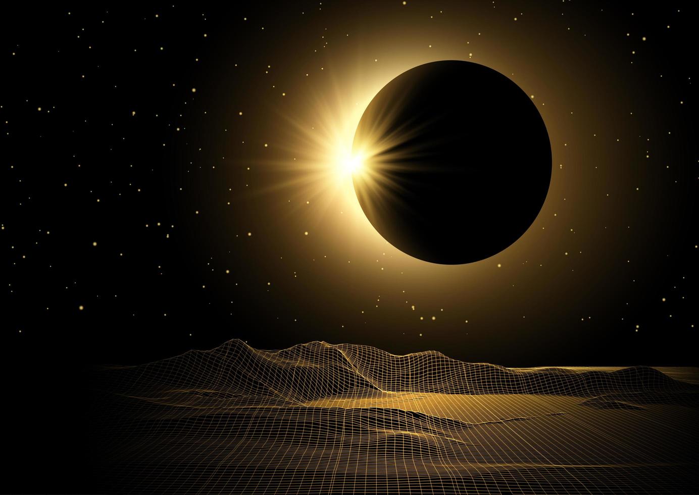 paisaje y eclipse solar vector