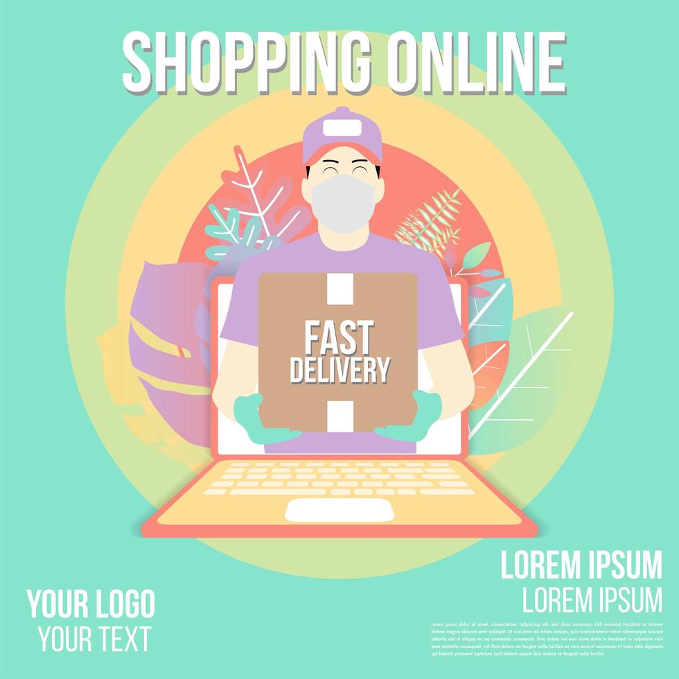 Online Shopping Fast Delivery Design  vector