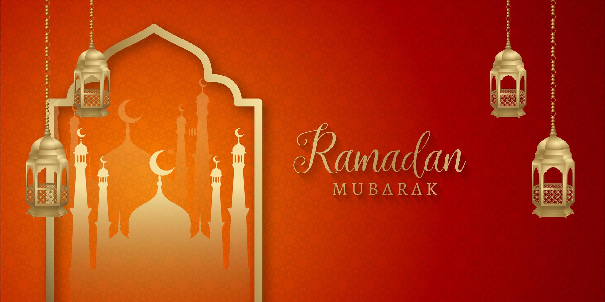 banner de redes sociales islámicas ramadan kareem rojo vector