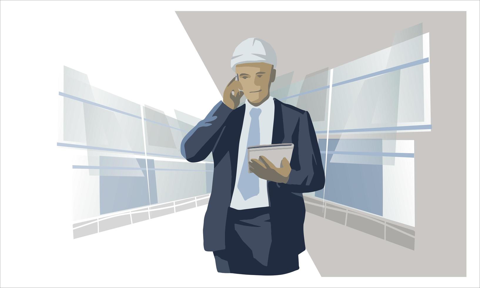 Businessman with white hard hat vector