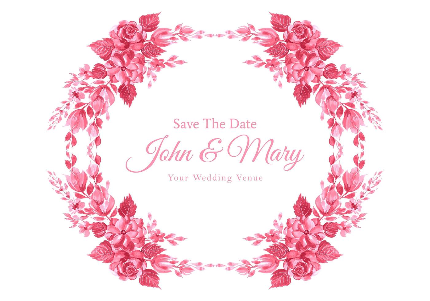 Beautiful Decorative Flowers Save the Date Frame  vector