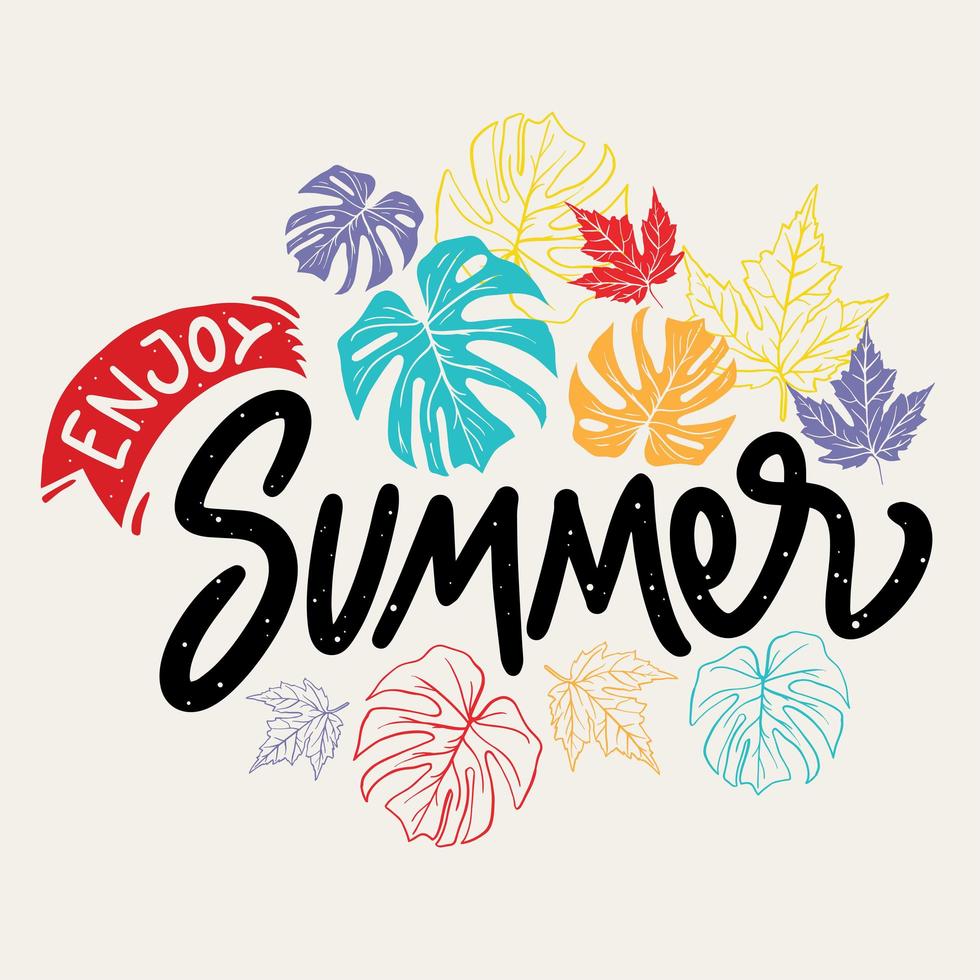Enjoy Summer Lettering With Leaves Illustration 1040641 Vector Art At Enjoy Summer Lettering With Leaves Illustration 1040641 Vector Art At