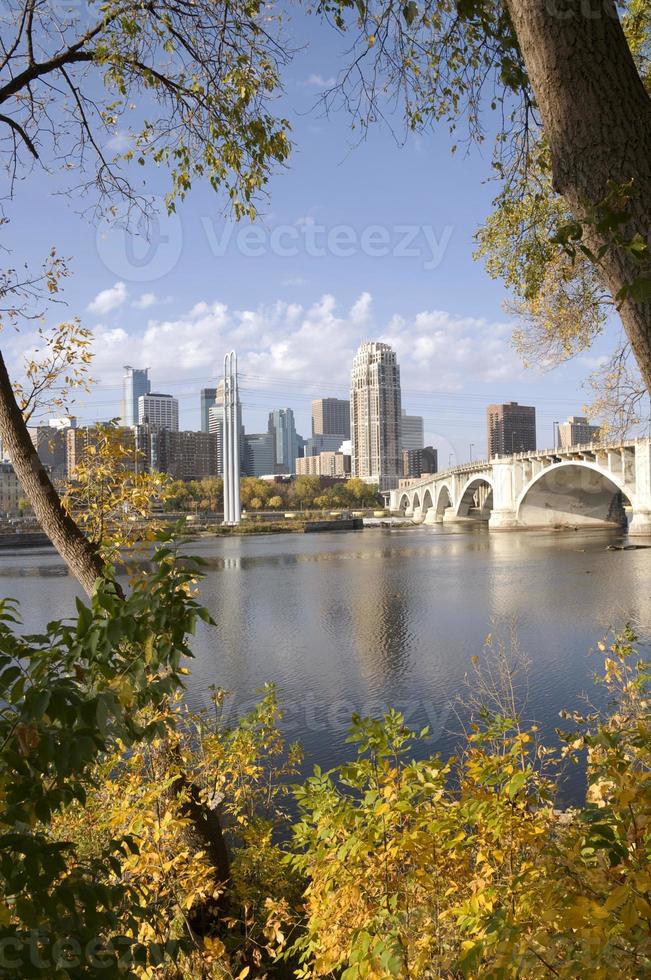 downtown Minneapolis from across the river photo