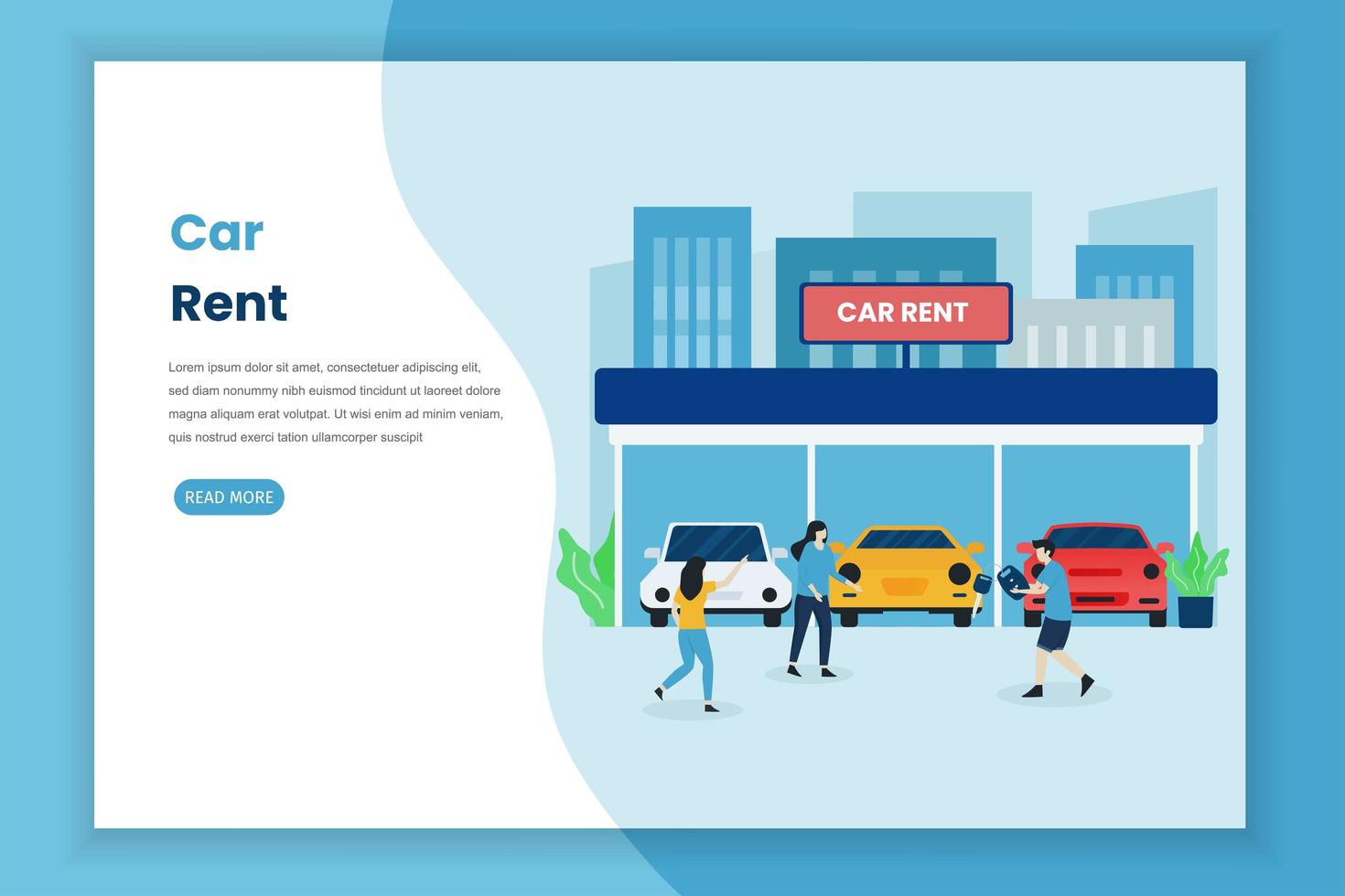 Car rental landing page vector
