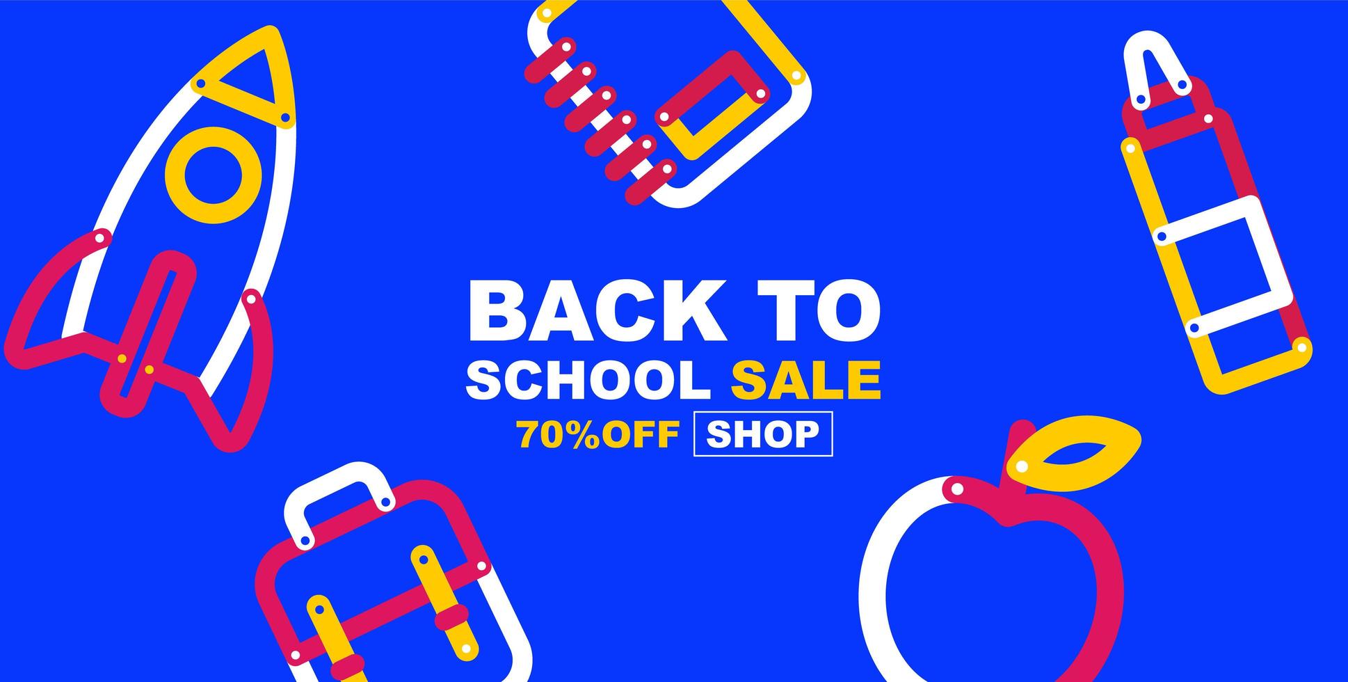 School sale banner with colorful educational elements vector