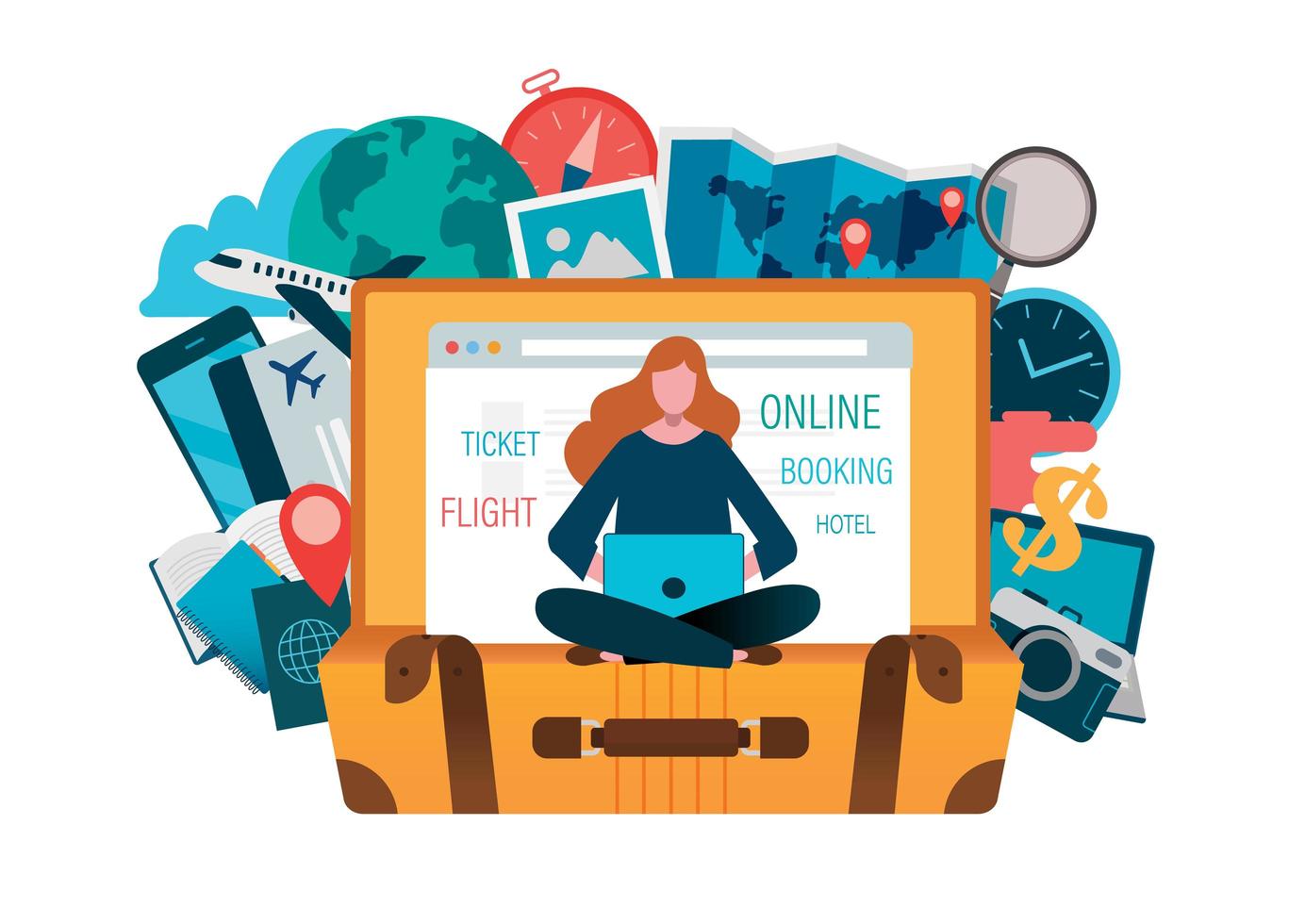 Buying tickets online travel concept vector