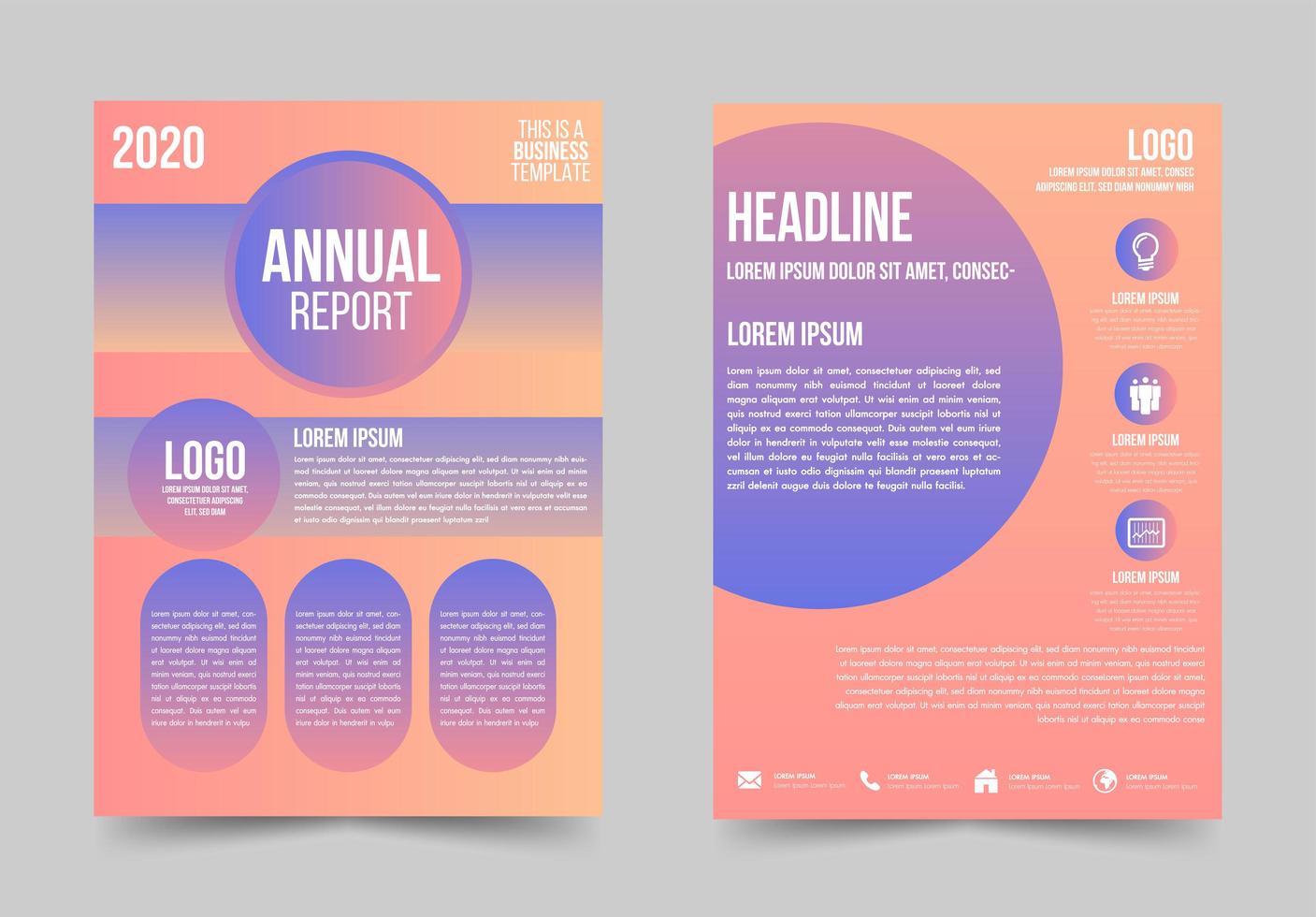 Gradient business flyer with rounded details vector