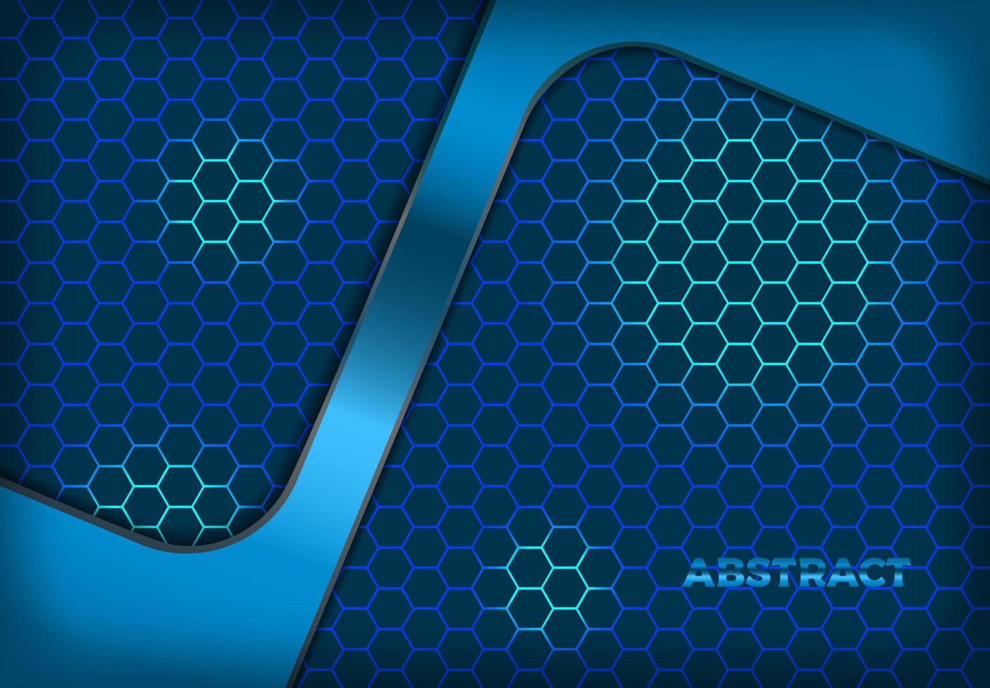 Blue glowing hexagon pattern with overlaid angled shape vector