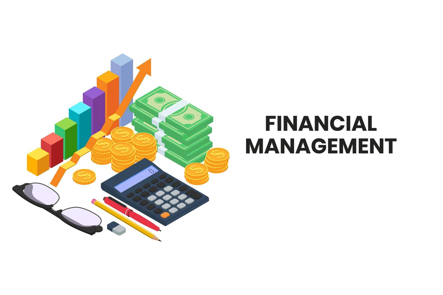 Set of isometric accounting equipment vector