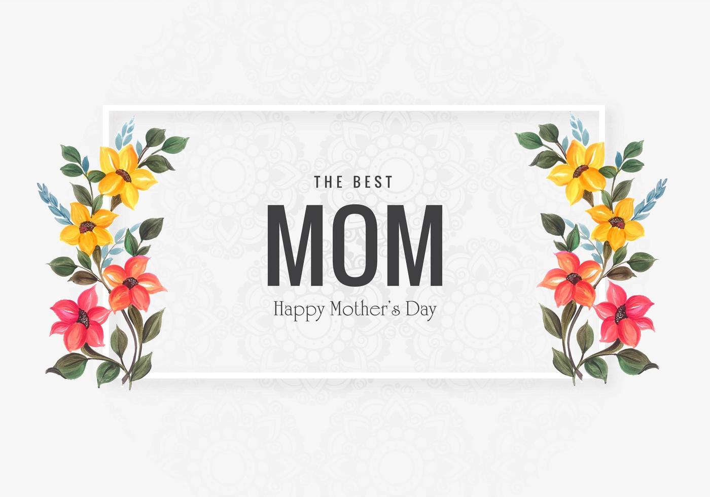 Happy Mother's Day card with decorative flowers vector