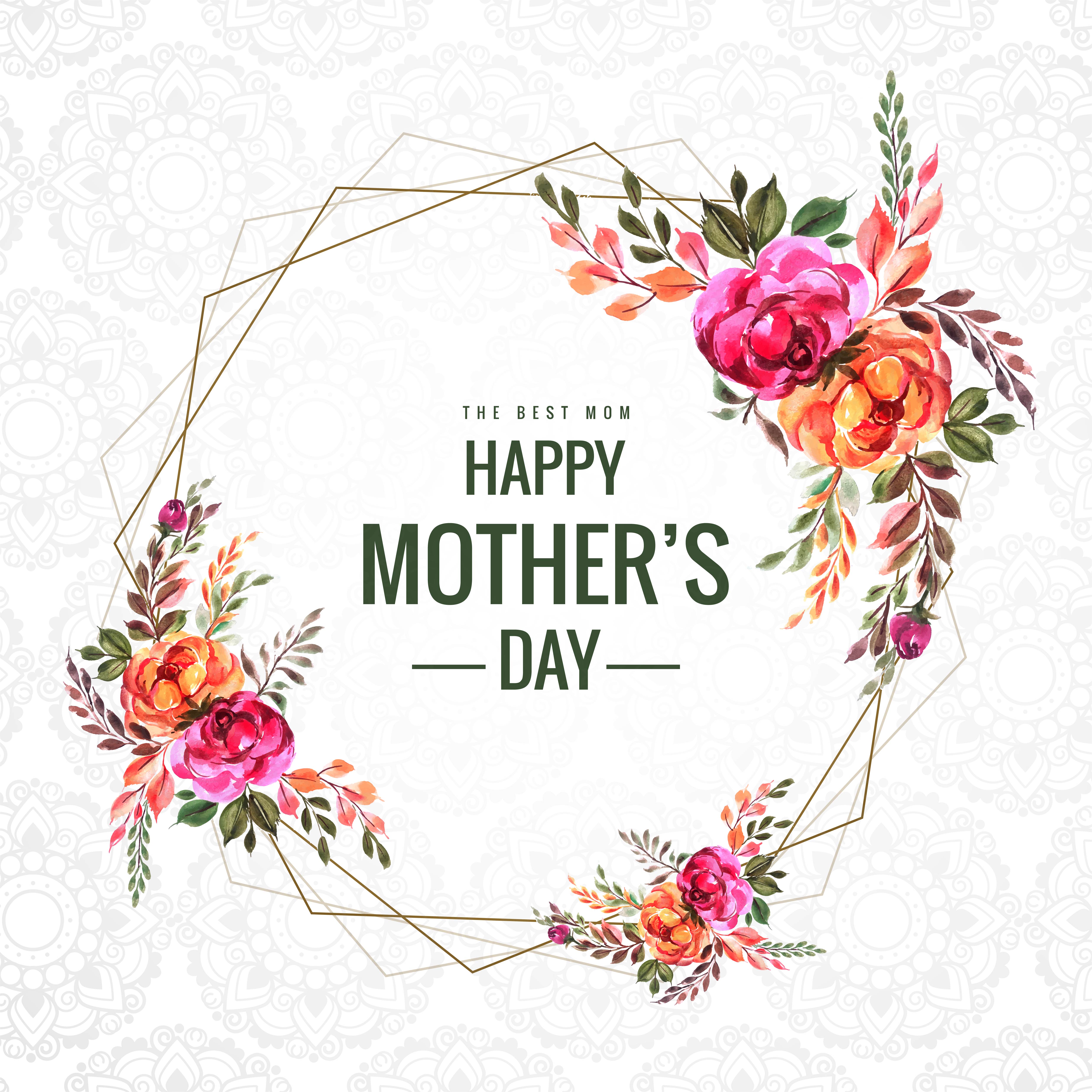 Happy Mother's Day flowers and geometric frame card 1045651 Download