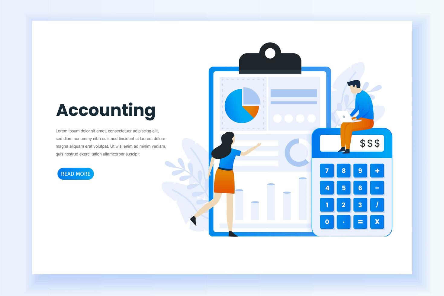 Accounting and audit landing page vector