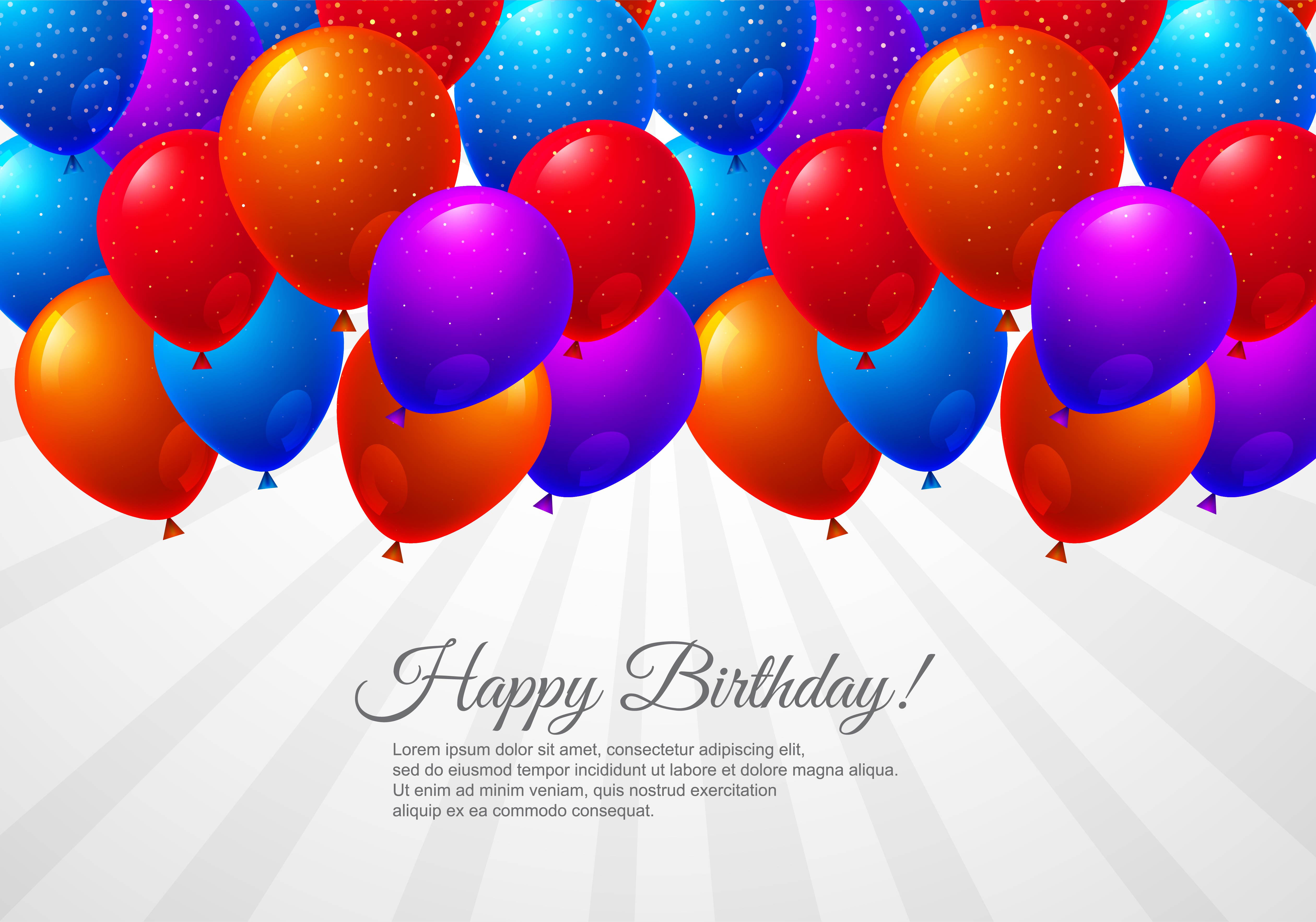 Birthday Balloons On Sunburst Celebration Background Download Free