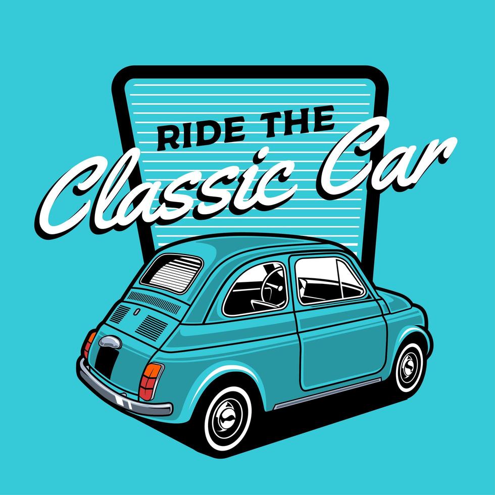 Small blue classic car design vector