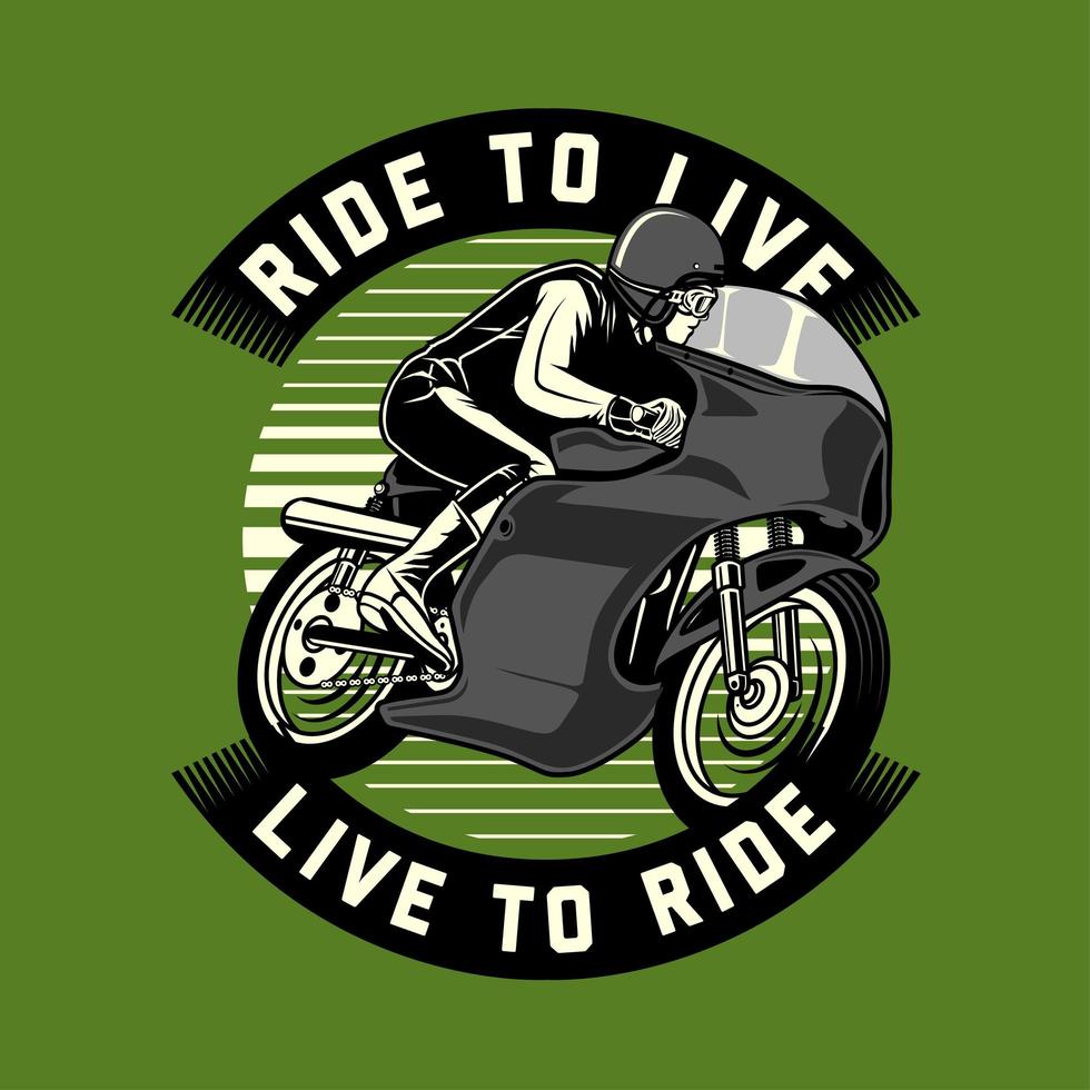 emblema clásico de piloto de motos en verde vector