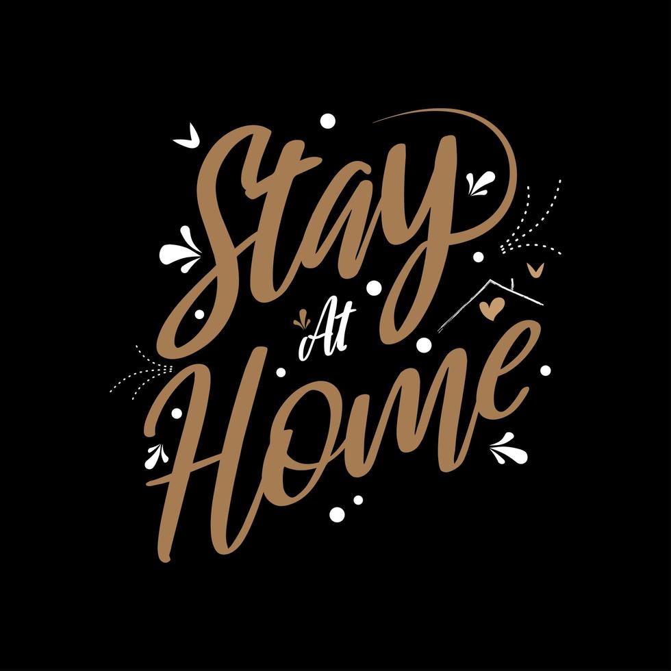 Stay at home quote in gold color vector