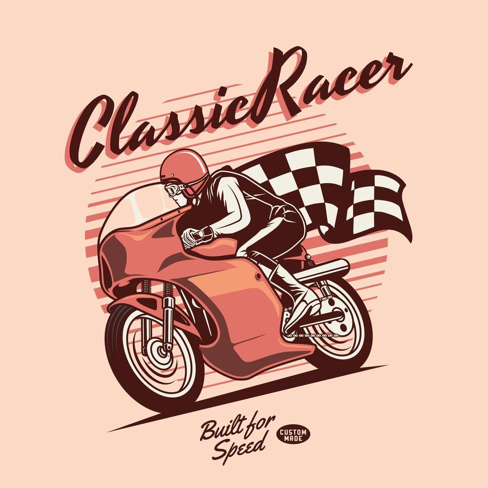 Classic motorcycle  racer in orange tones 1047428 Vector 