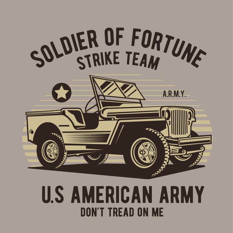 Retro design with vintage army vehicle vector