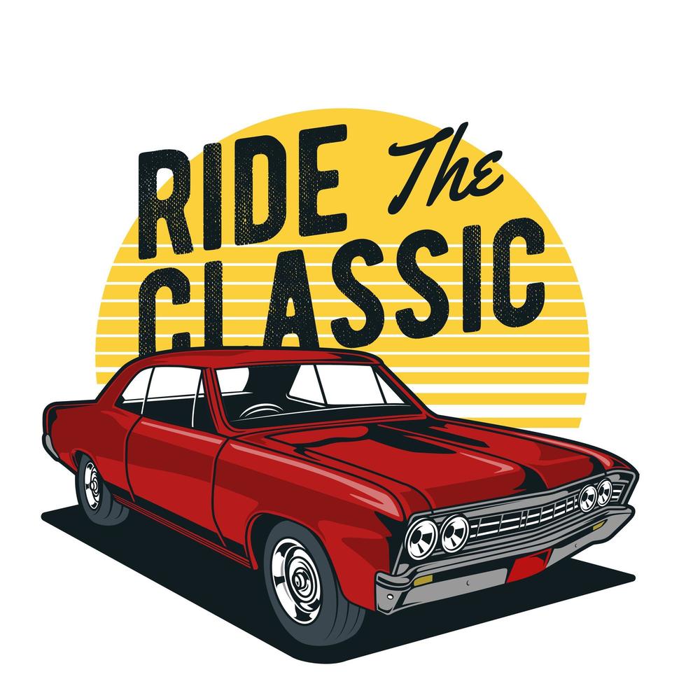 Red classic muscle car design vector