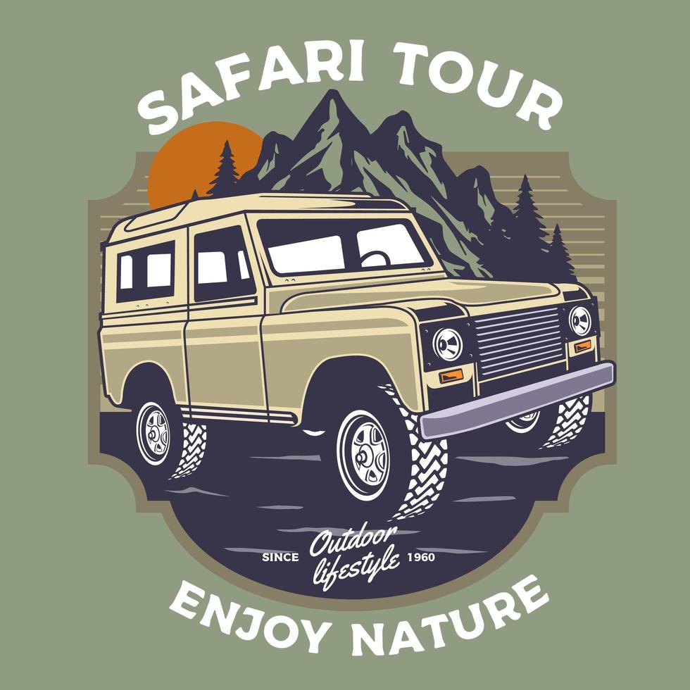 diseño de safari con vehículo y escena de la naturaleza vector