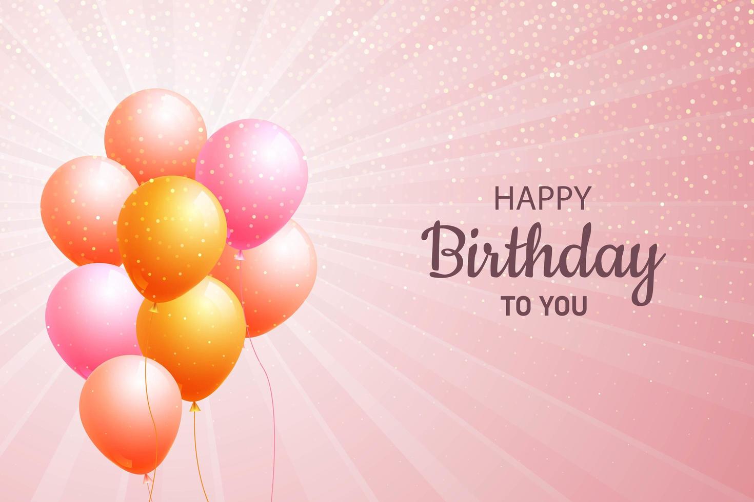 Happy Birthday Balloons Card Pink Background vector