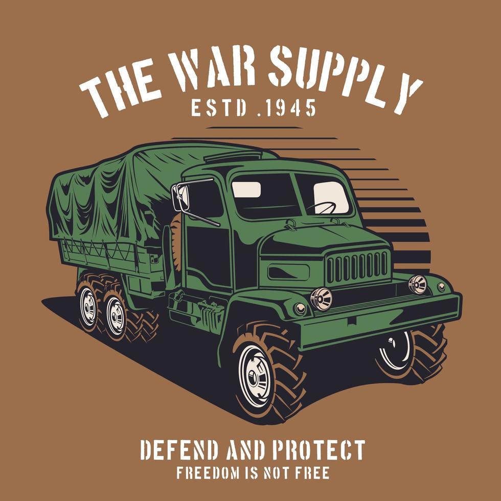 Military transportation truck on brown vector