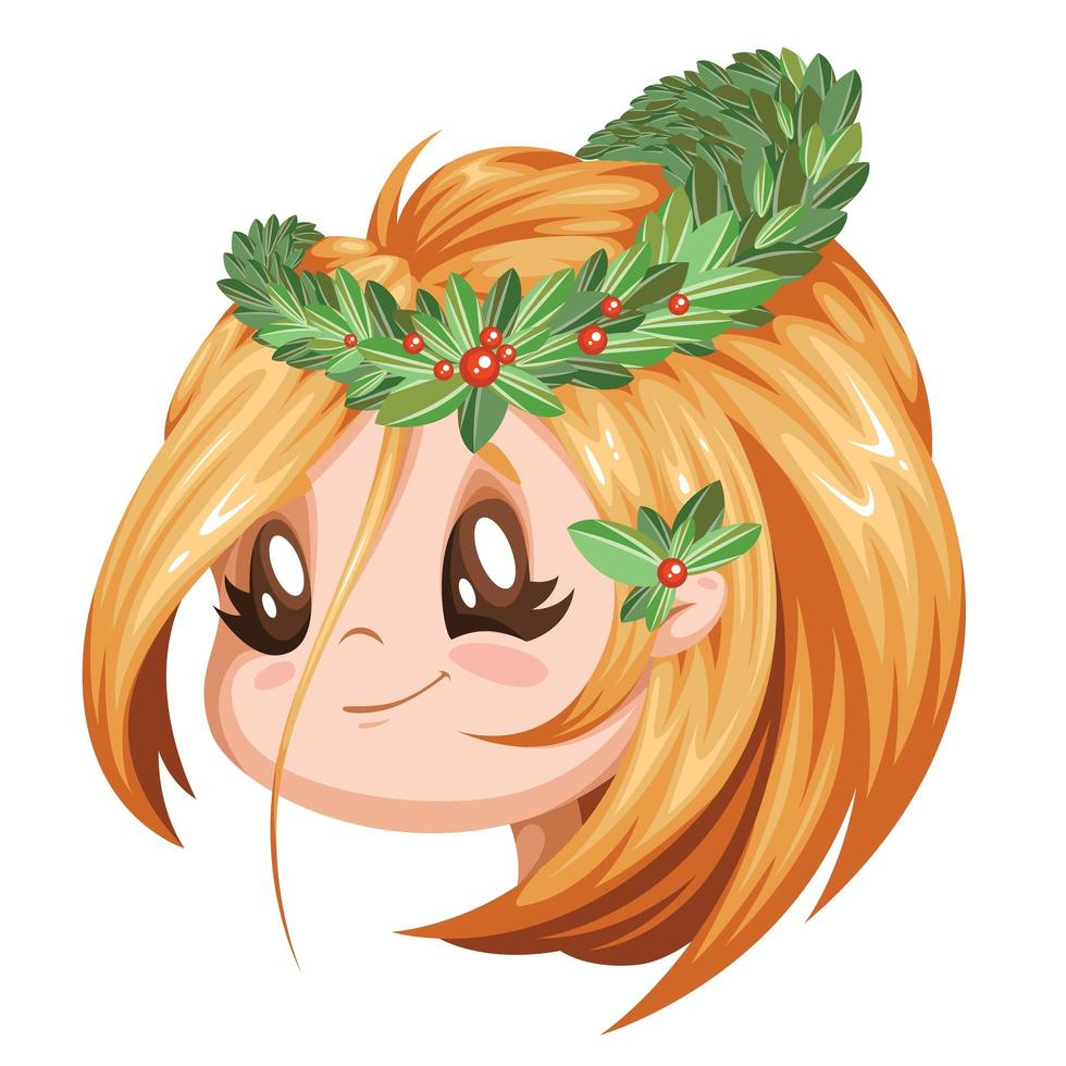 Cartoon girl wearing wreath vector