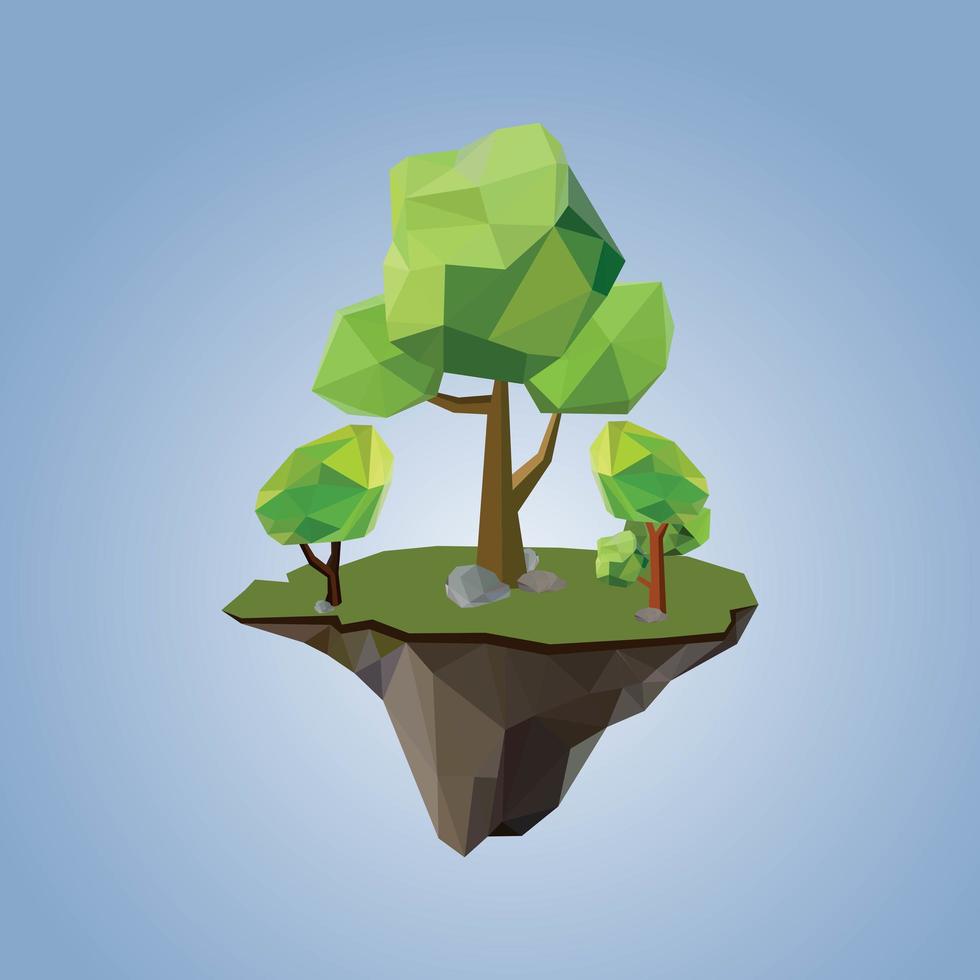 Low polygonal geometric trees and island vector