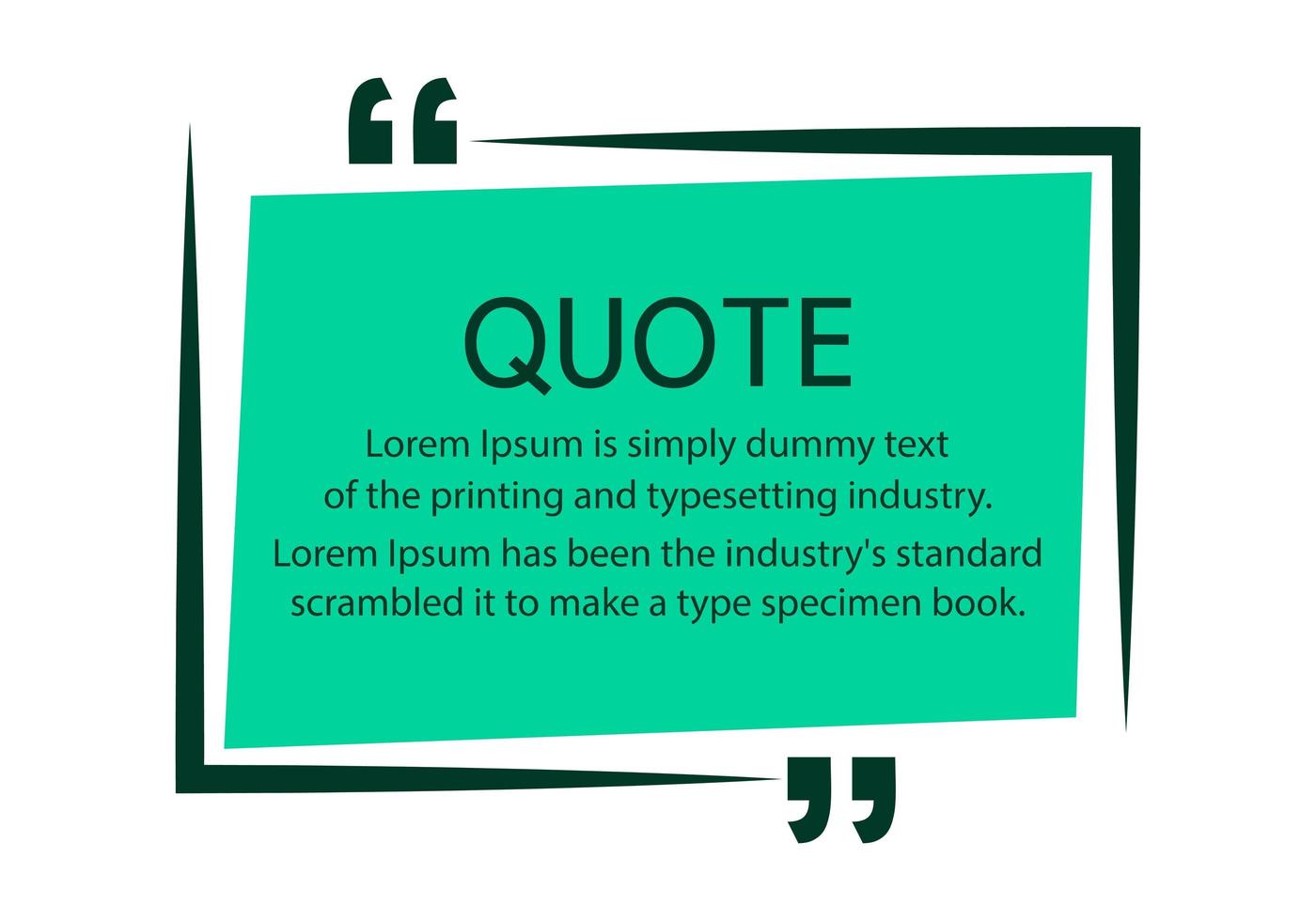 Simple Green with Black Frame Quote Template  vector