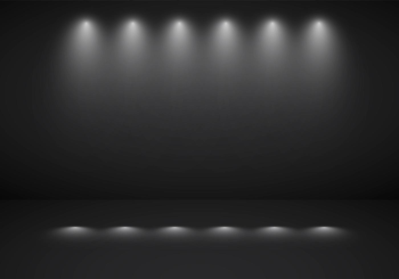 Black studio room with spotlights vector