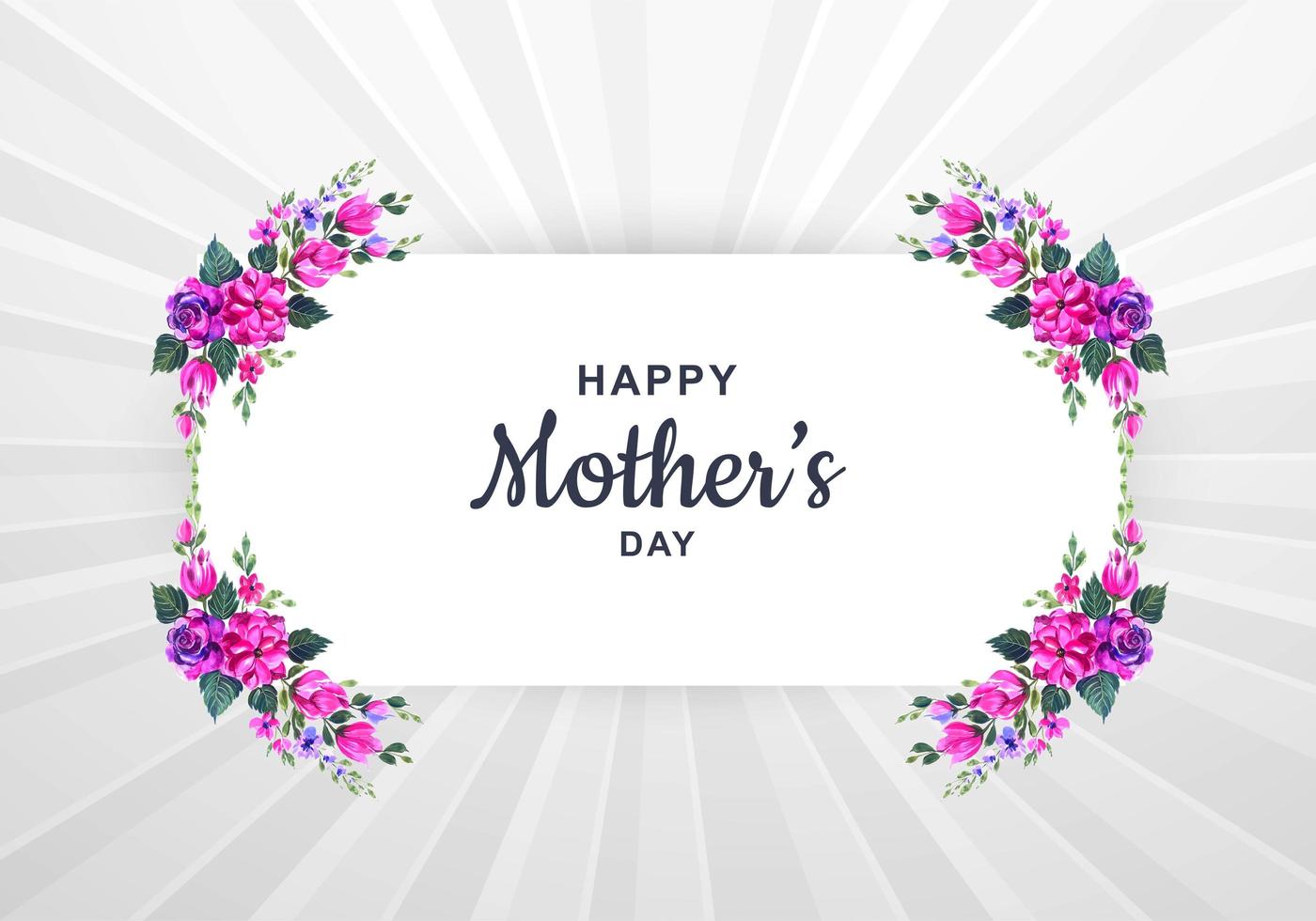 Mother's Day card with watercolor floral frame vector