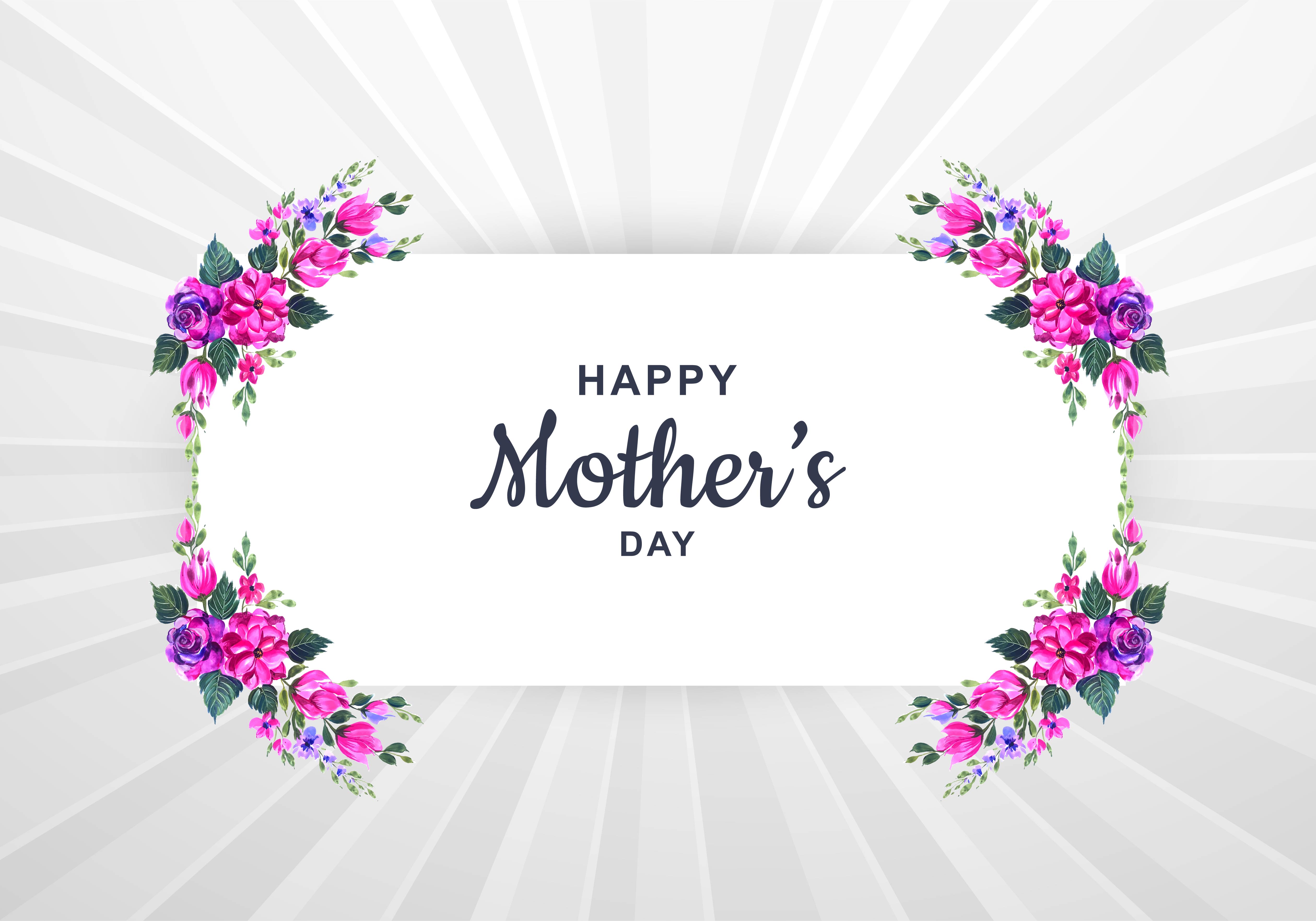 Download Mother's Day card with watercolor floral frame 1047505 - Download Free Vectors, Clipart Graphics ...